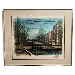 Original gerahmte Collectors Guild Canal Saint Martin Lithographie von Bernard Buffet