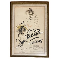 Original Framed French Fashion Poster, Bal De Paris Decor by Christian Bérard