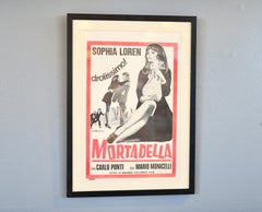 Poster originale incorniciato del film francese 'Mortadella', circa anni '70