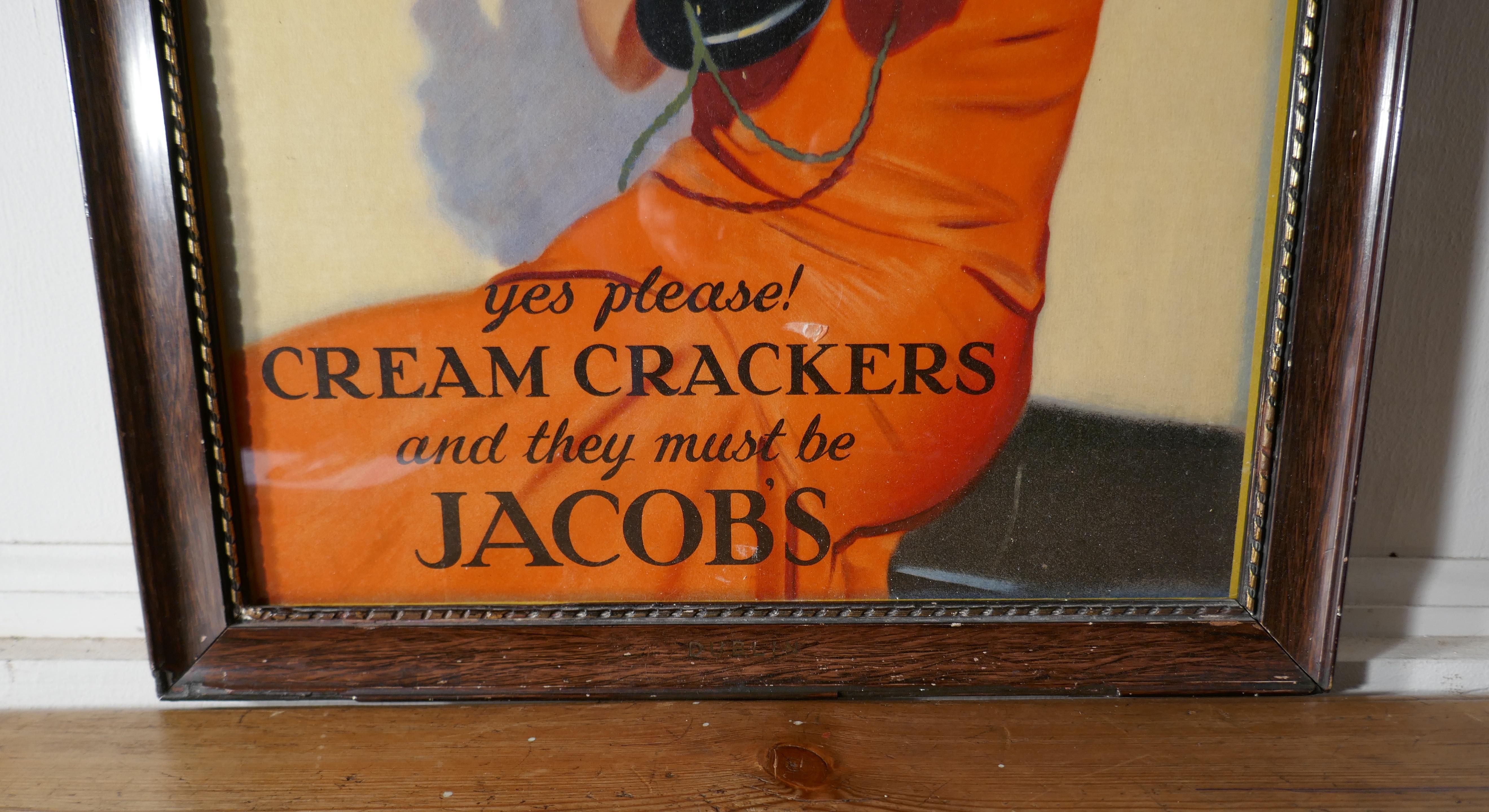 Mid-20th Century Original Framed Jacobs Cream Crackers Card Poster, from Dublin For Sale