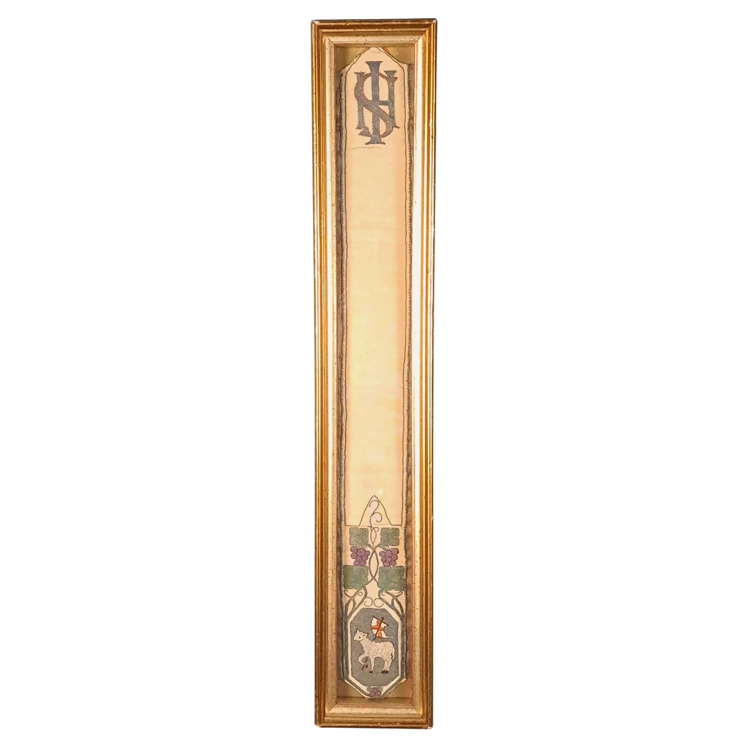 Original Framed James I ‘Agnus Dei’ Silk Sewn Stole c. 1610 For Sale