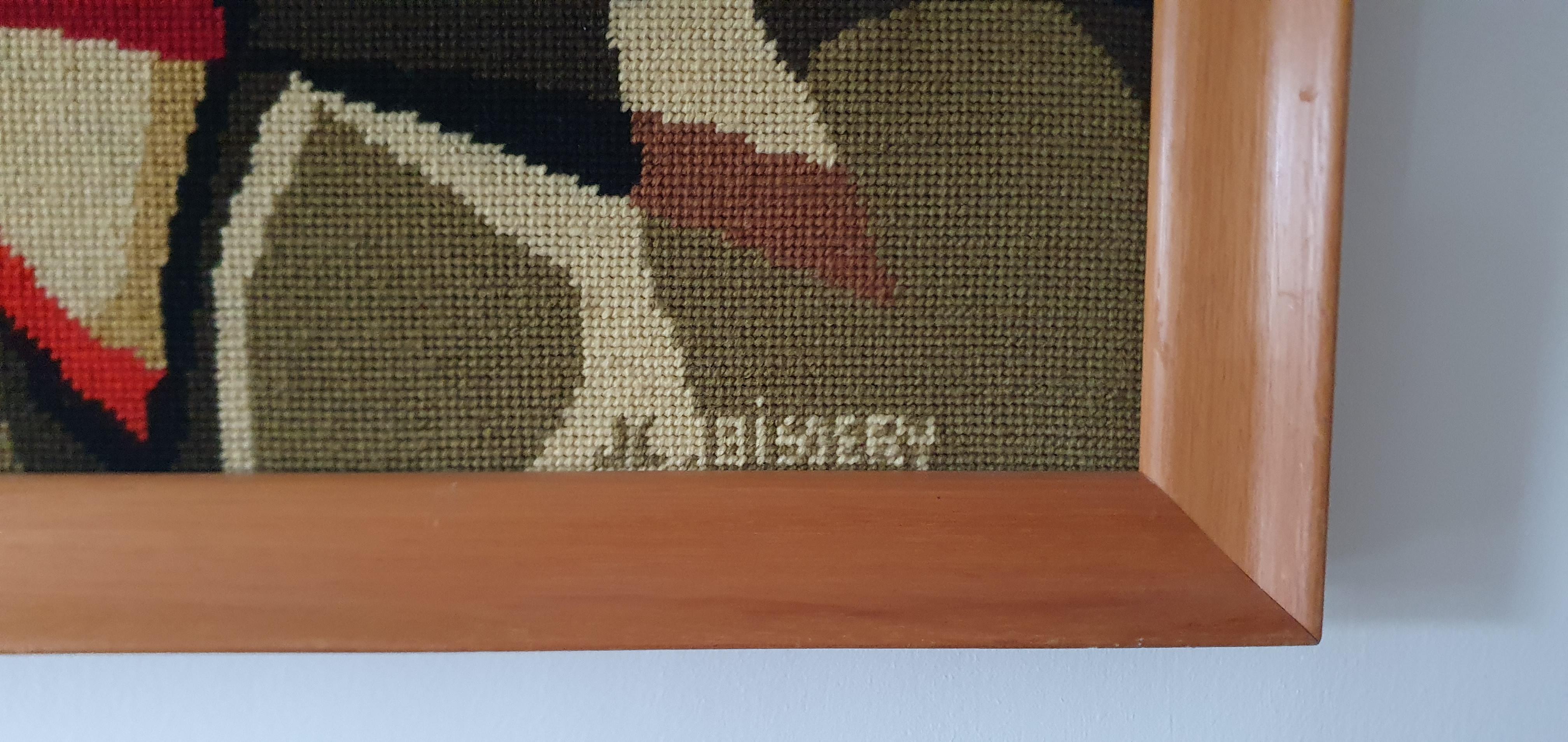 Arazzo originale incorniciato di Jean Claude Bissery, anni '60, stile astratto di metà secolo in vendita 3