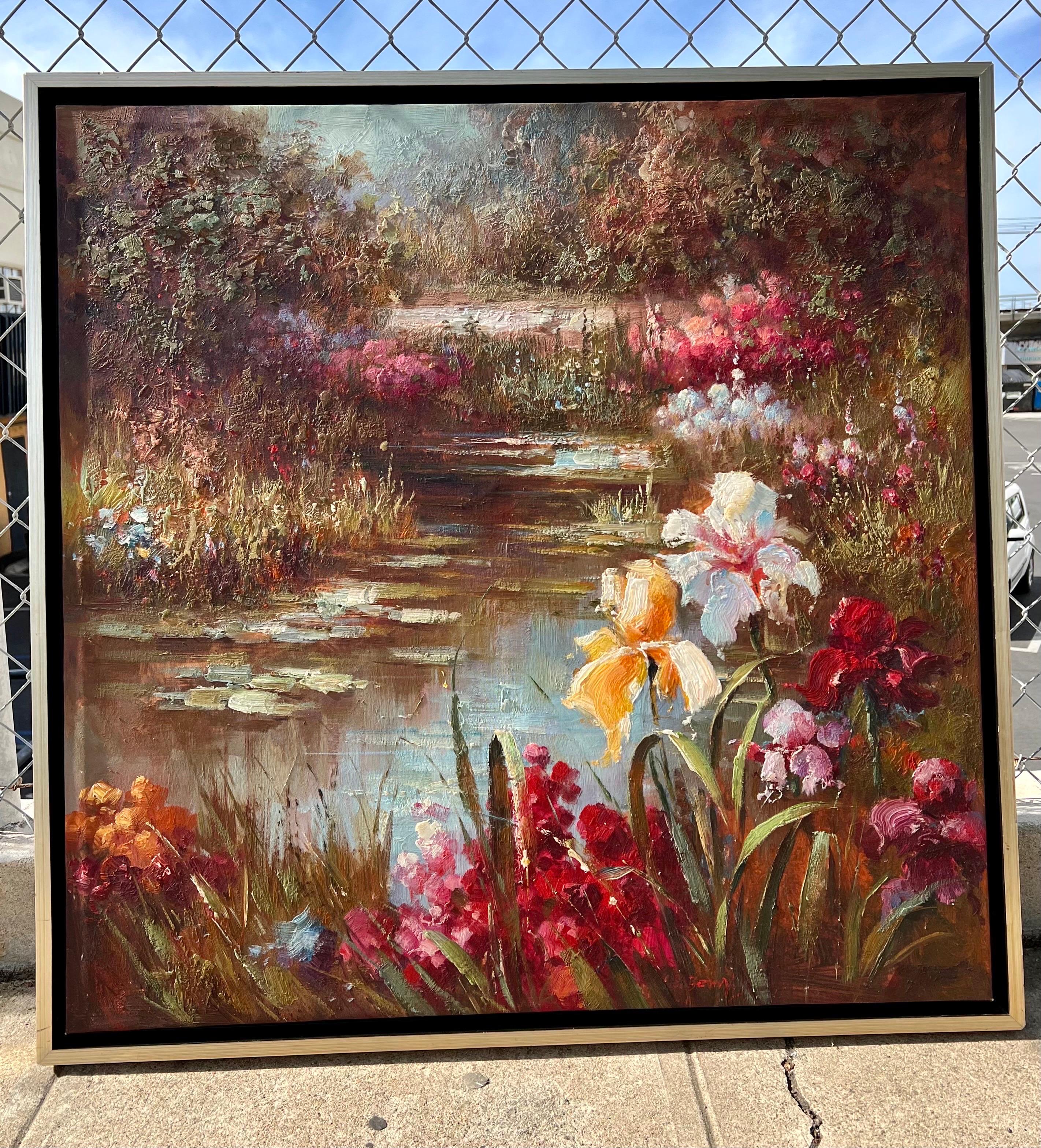 American Original Framed Oil on Canvas Landscape Impressionism Style For Sale