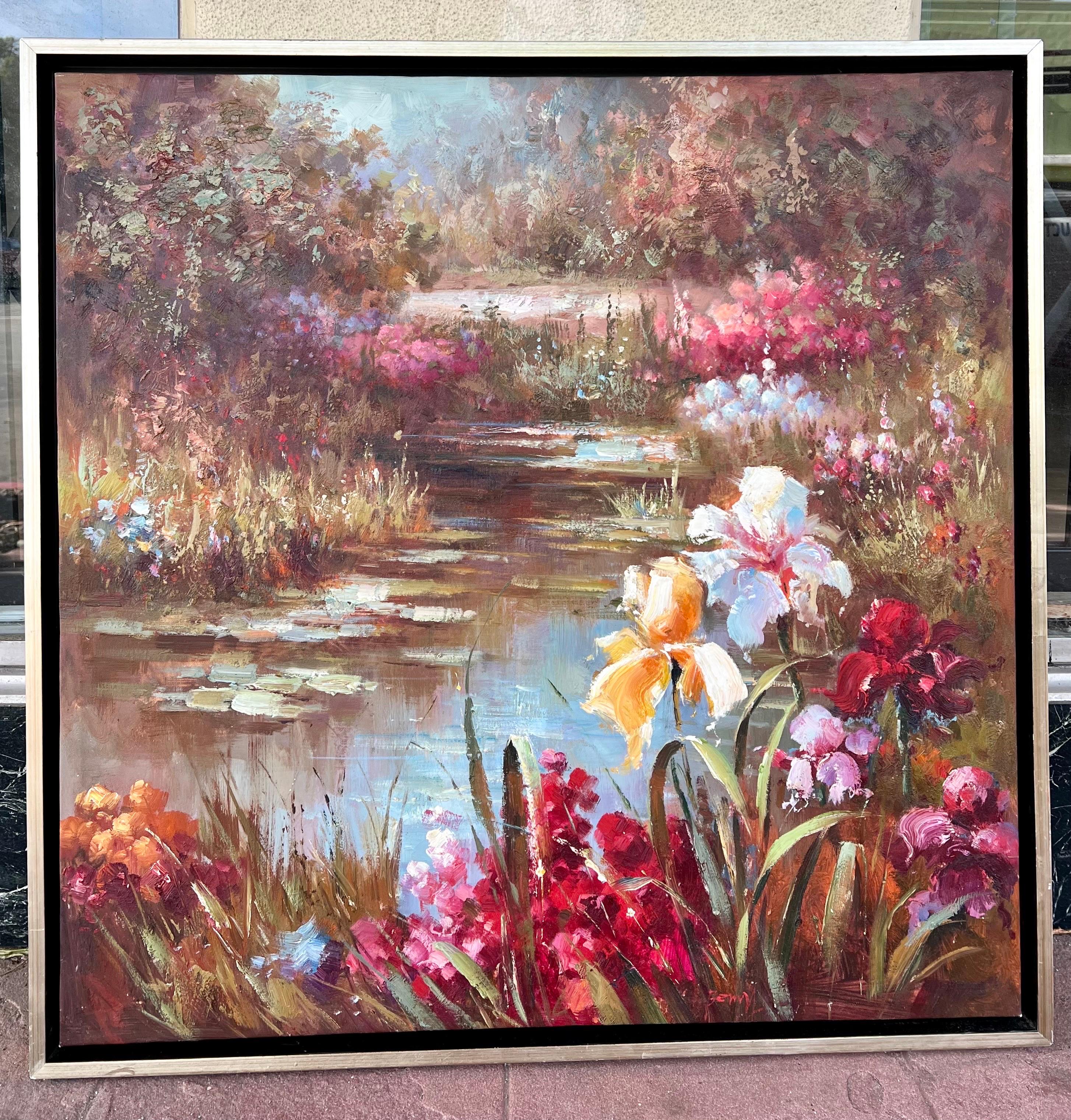 Original Framed Oil on Canvas Landscape Impressionism Style For Sale 1