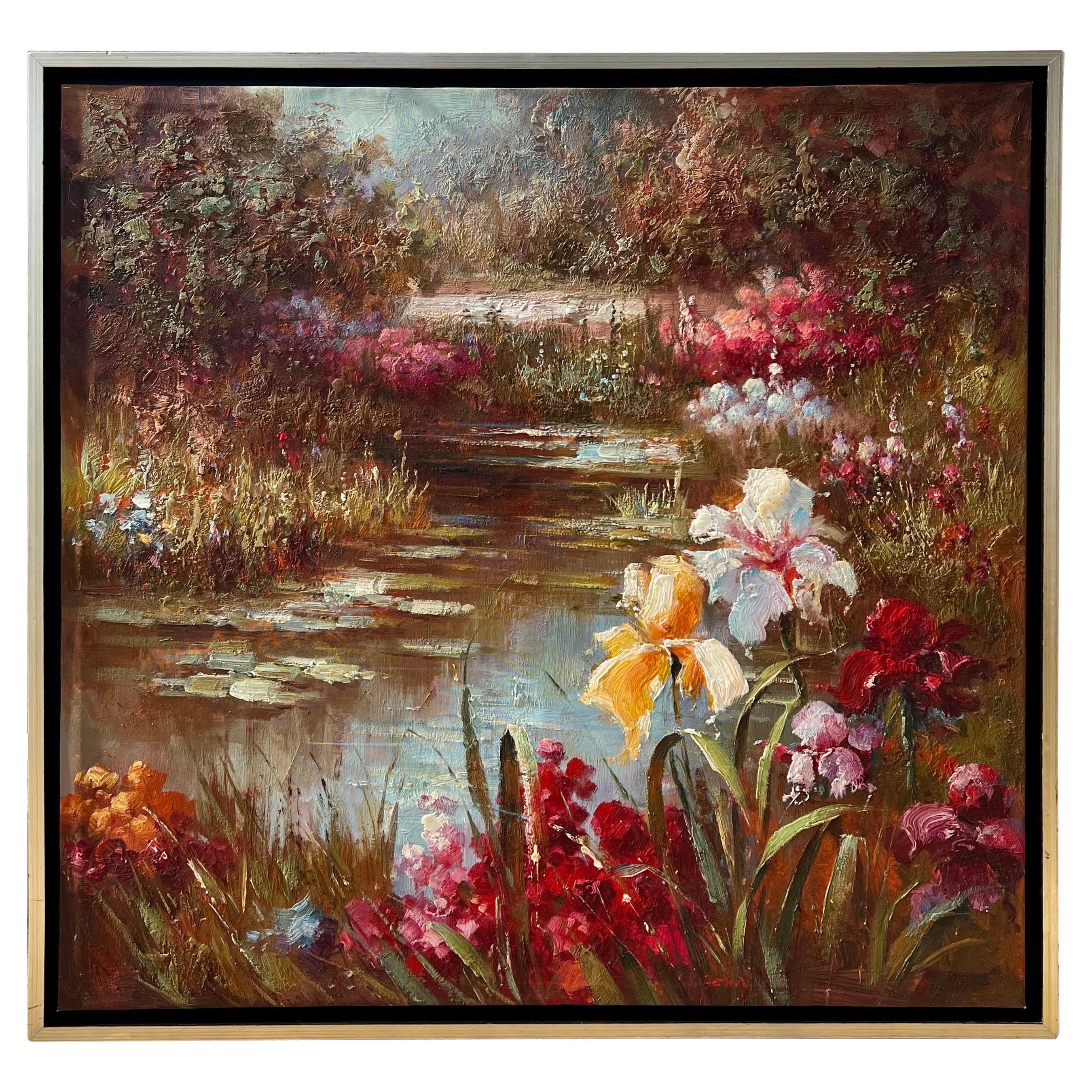 Huile sur toile originale encadrée de style impressionniste - Paysage