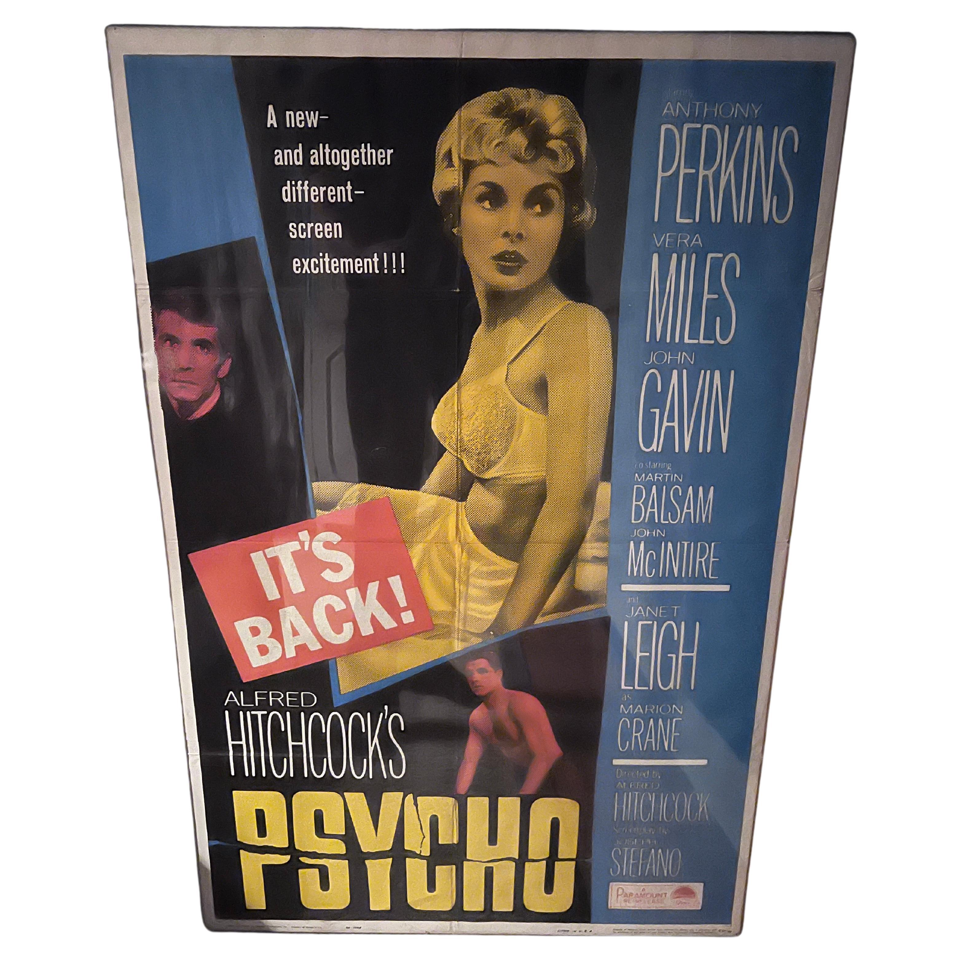 Original Framed Paper Movie Poster for Alfred Hitchcocks Psycho For Sale