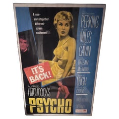 Antique Original Framed Paper Movie Poster for Alfred Hitchcocks Psycho