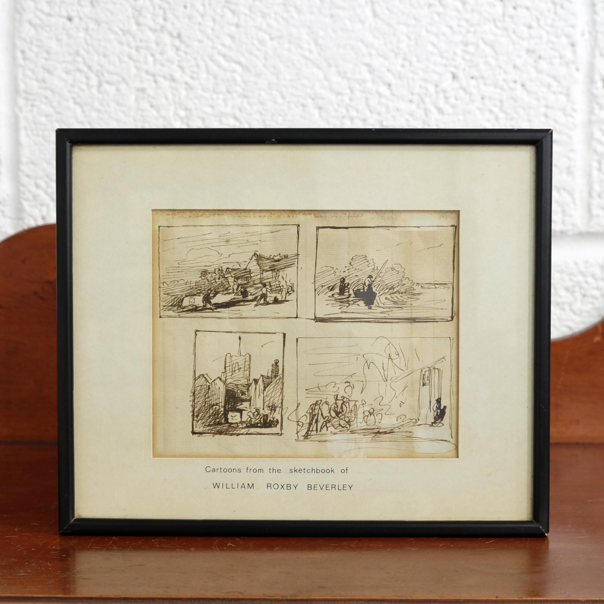 English Rare Original Framed Sketches Roxby Beverley 19th Century Theatrical Scene Art For Sale