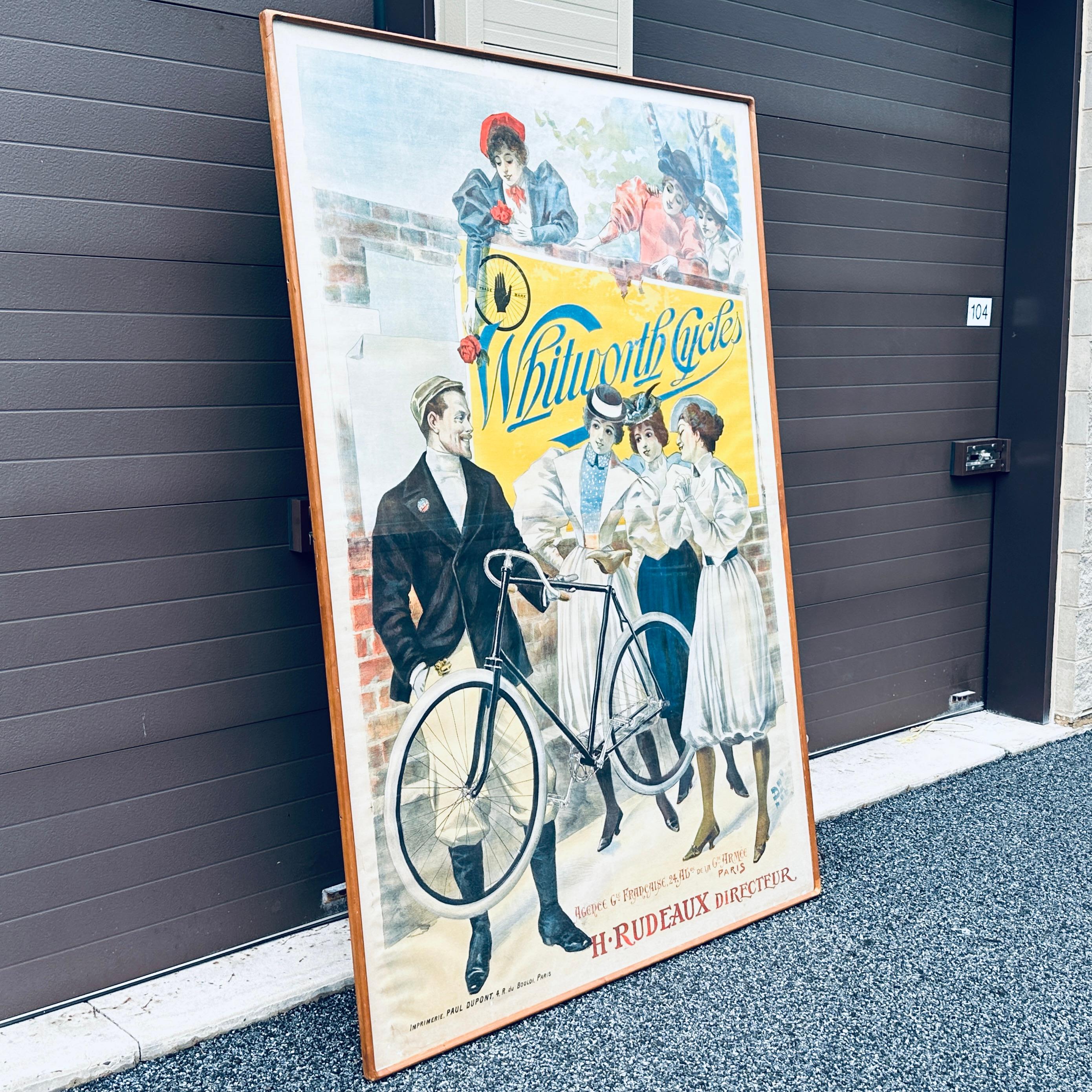 Stile provenzale Poster pubblicitario originale incorniciato della bicicletta francese Whitworth Cycles di PAL in vendita