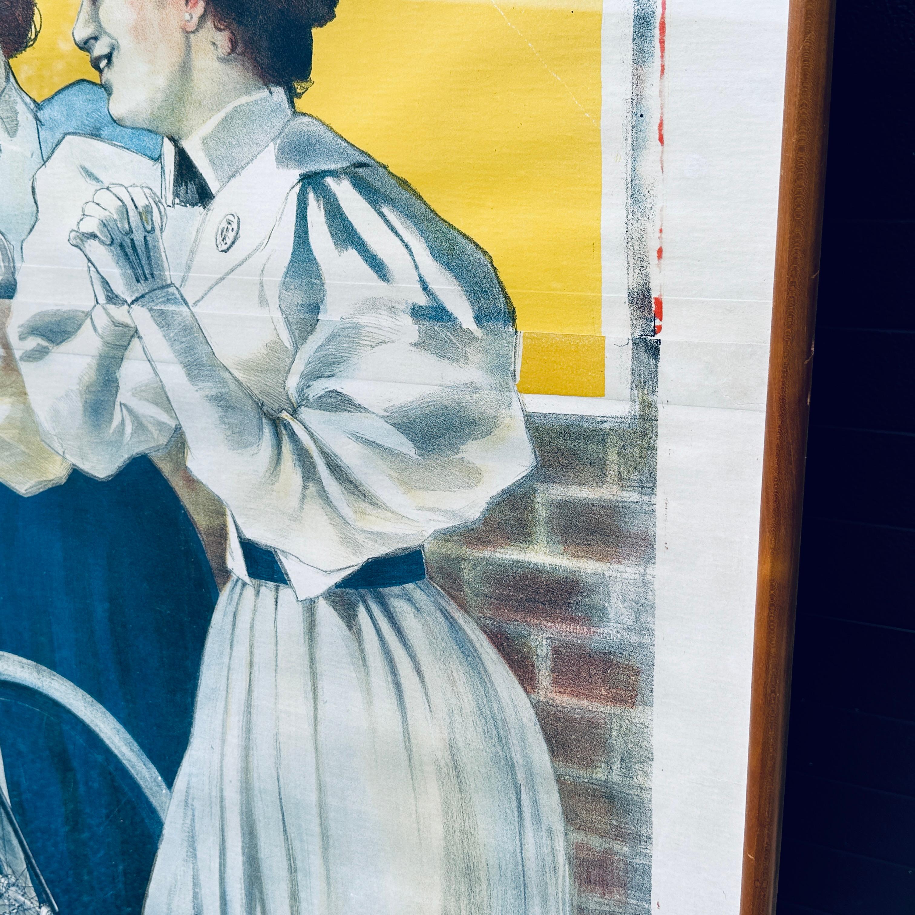 Poster pubblicitario originale incorniciato della bicicletta francese Whitworth Cycles di PAL in vendita 1