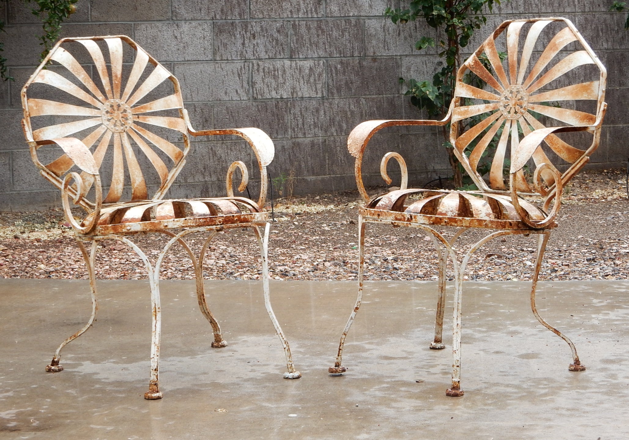 Original Francois Carre Spring Patio Garden Arm Chairs 1