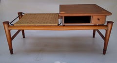 Original Frank Kyle "Gossip Bench" from the 60s. in solid wood, iron and wicker