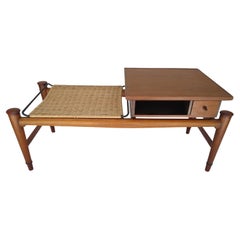 Original Frank Kyle "Gossip Bench" from the 60s. in solid wood, iron and wicker