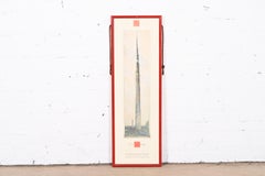 Original gerahmtes Ausstellungsplakat in Architektur von Frank Lloyd Wright, 1990