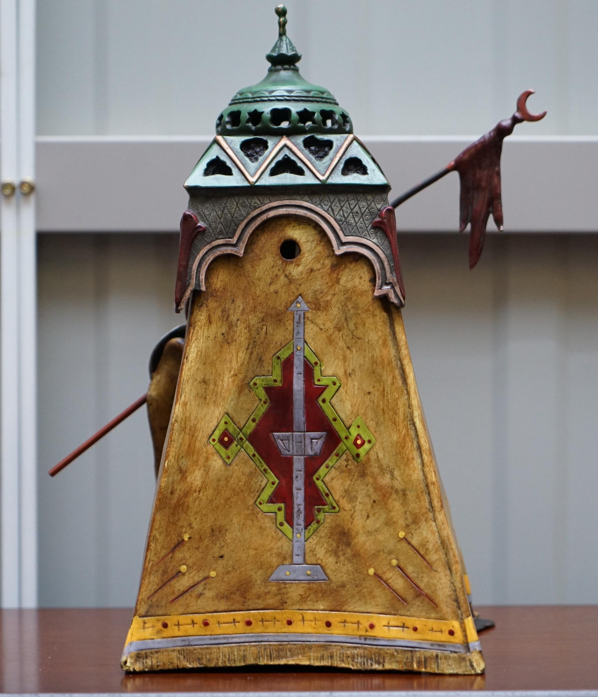 Early 20th Century Original Franz Bergman Vienna Large Solid Bronze Orientalist Cold Painted Lamp