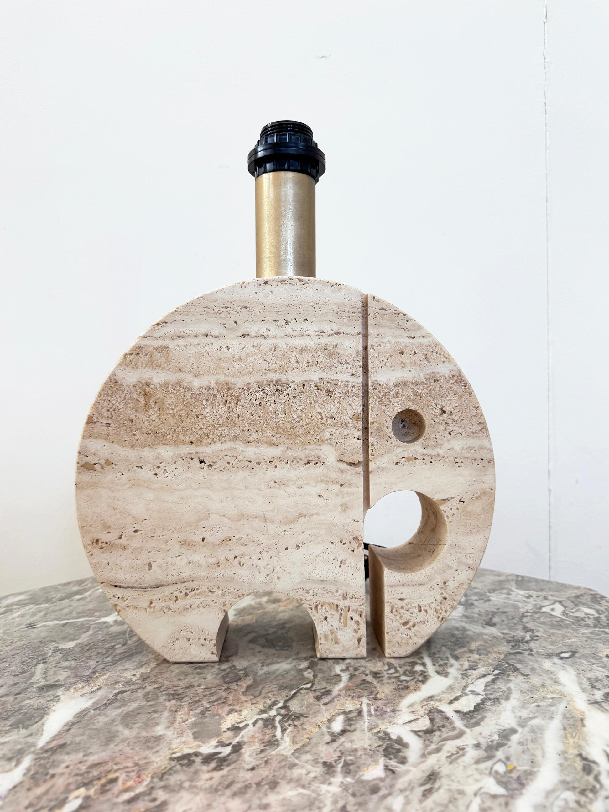 Mid-Century Modern Original Fratelli Manelli Mid Century Modern Elephant Travertine Lamp c. 1970 For Sale