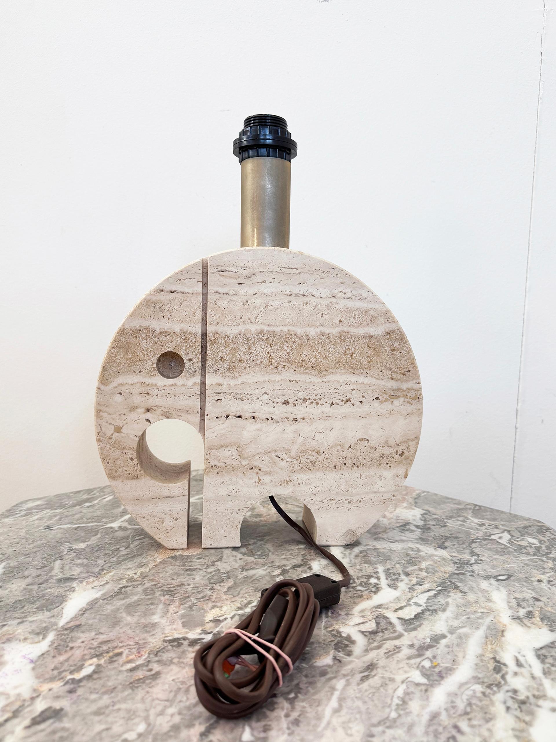 Late 20th Century Original Fratelli Manelli Mid Century Modern Elephant Travertine Lamp c. 1970 For Sale