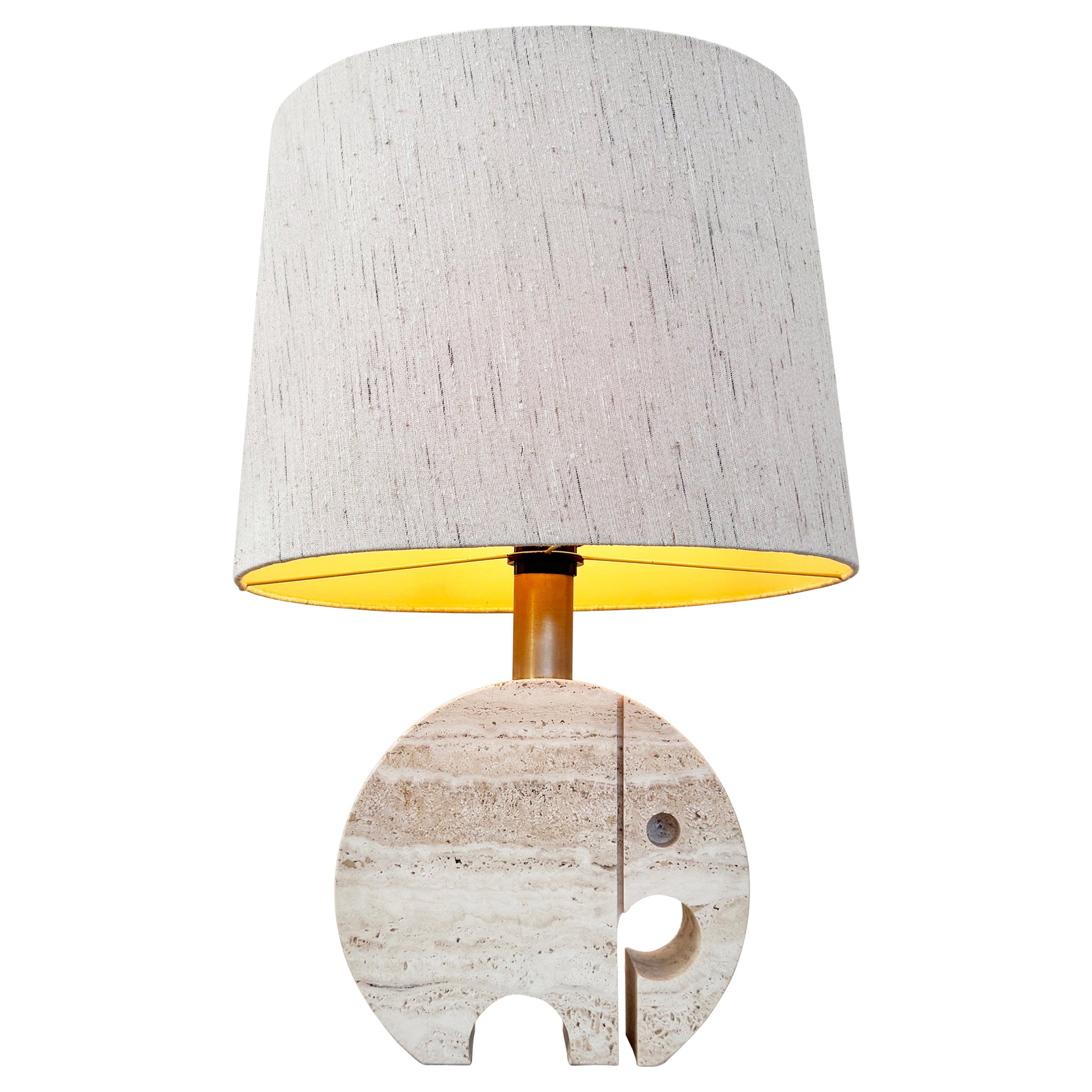 Original Fratelli Manelli Mid Century Modern Elephant Travertine Lamp c. 1970 For Sale