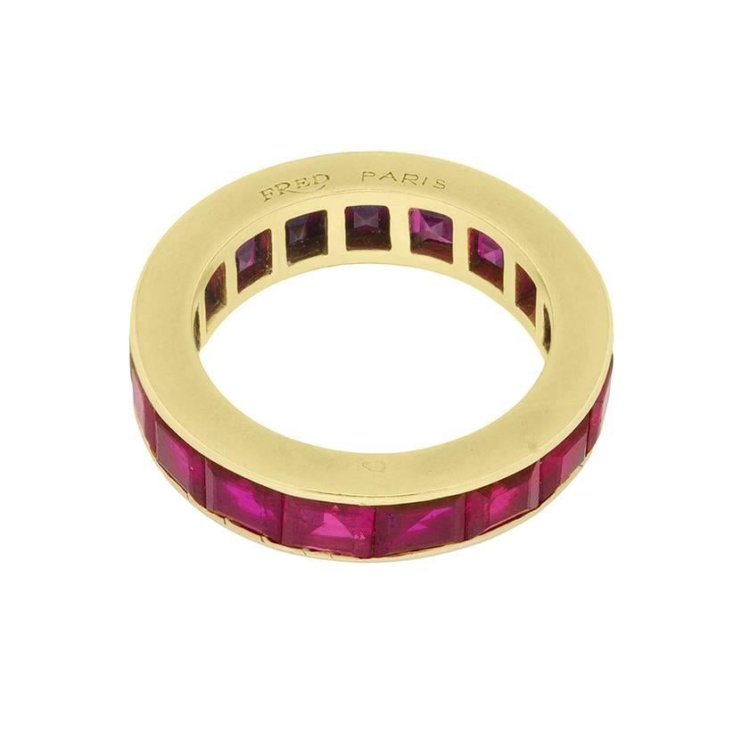 Original Fred Ruby Full Eternity Ring, Stamped FRED In Good Condition In London, GB