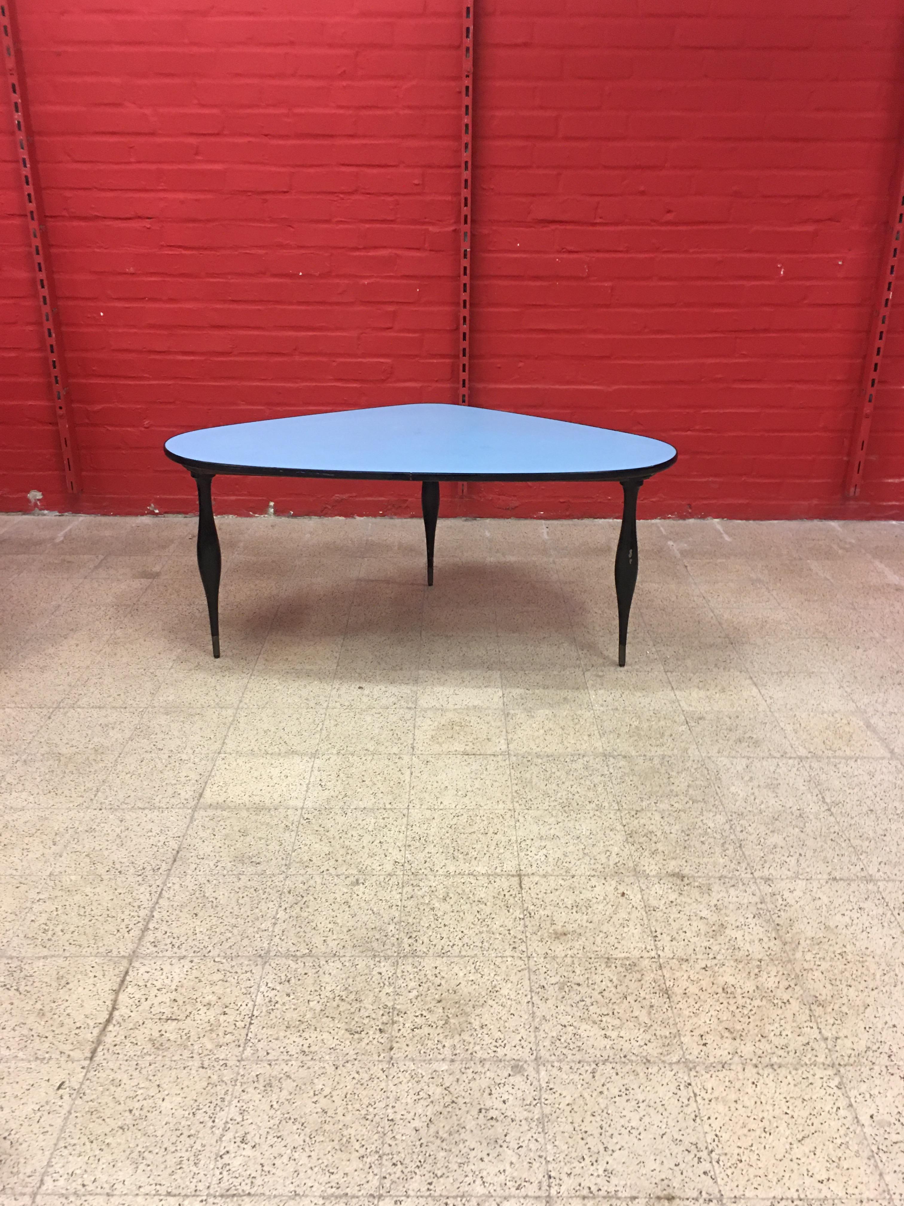 European Original Freeform Coffee Table, Top Covered with Laminate, circa 1960 For Sale