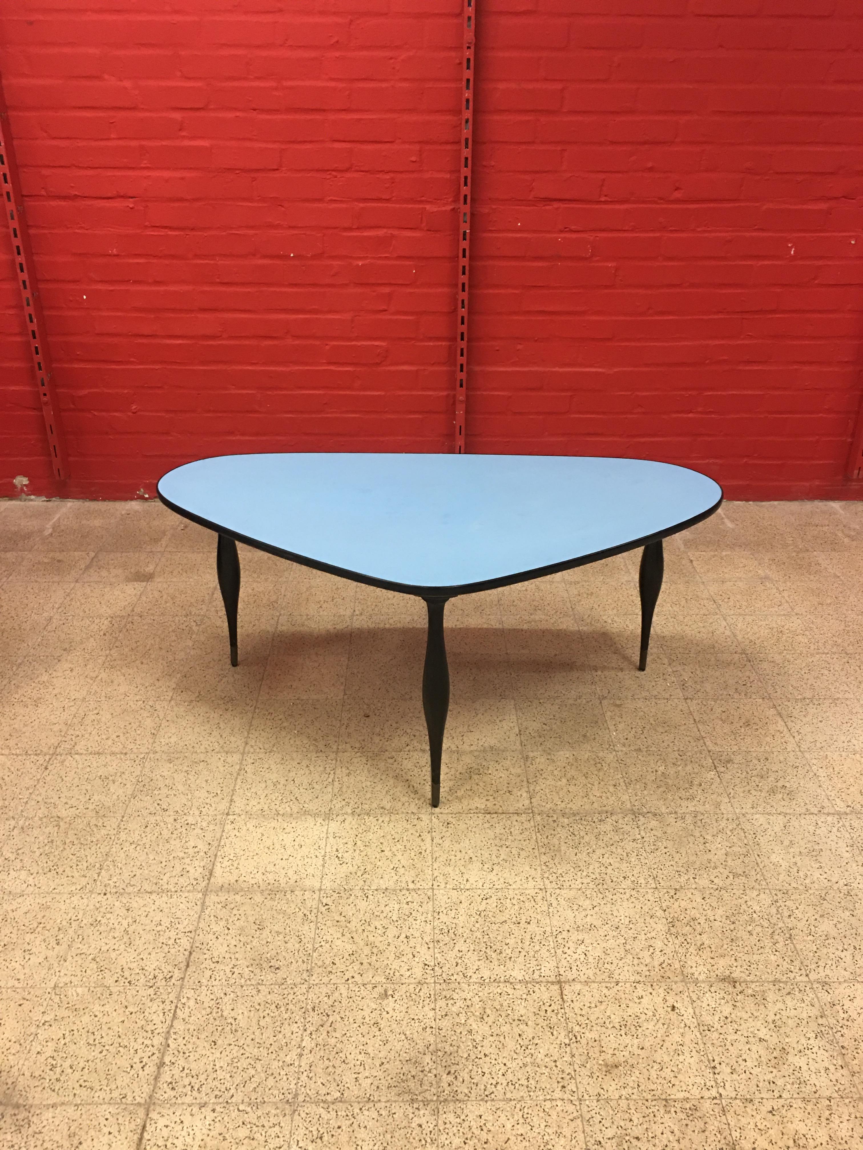 Blackened Original Freeform Coffee Table, Top Covered with Laminate, circa 1960 For Sale