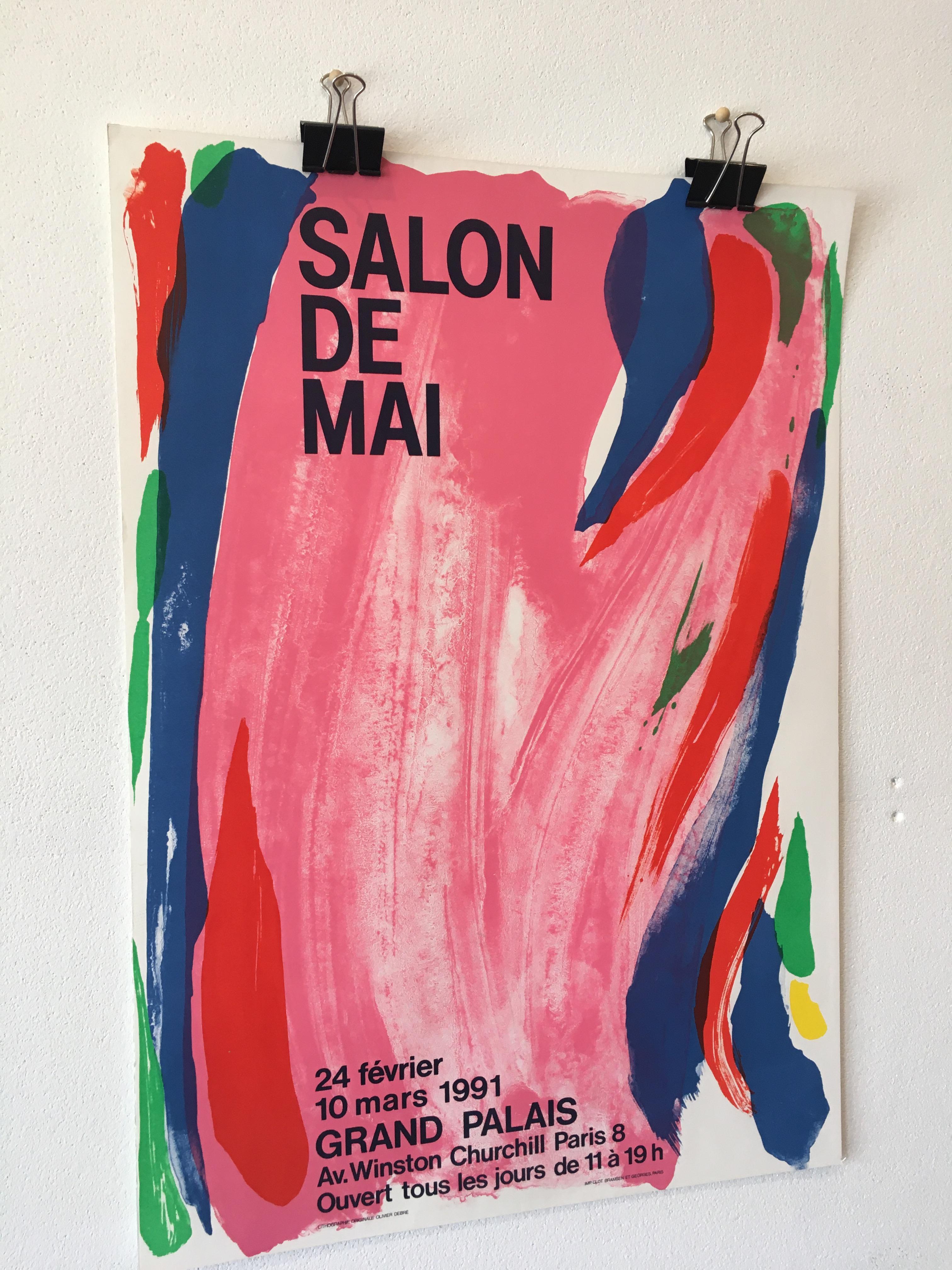 Original French Abstract Exhibition Poster, 'Salon De Mai' by Olivier Debré 1991 In Excellent Condition In Melbourne, Victoria