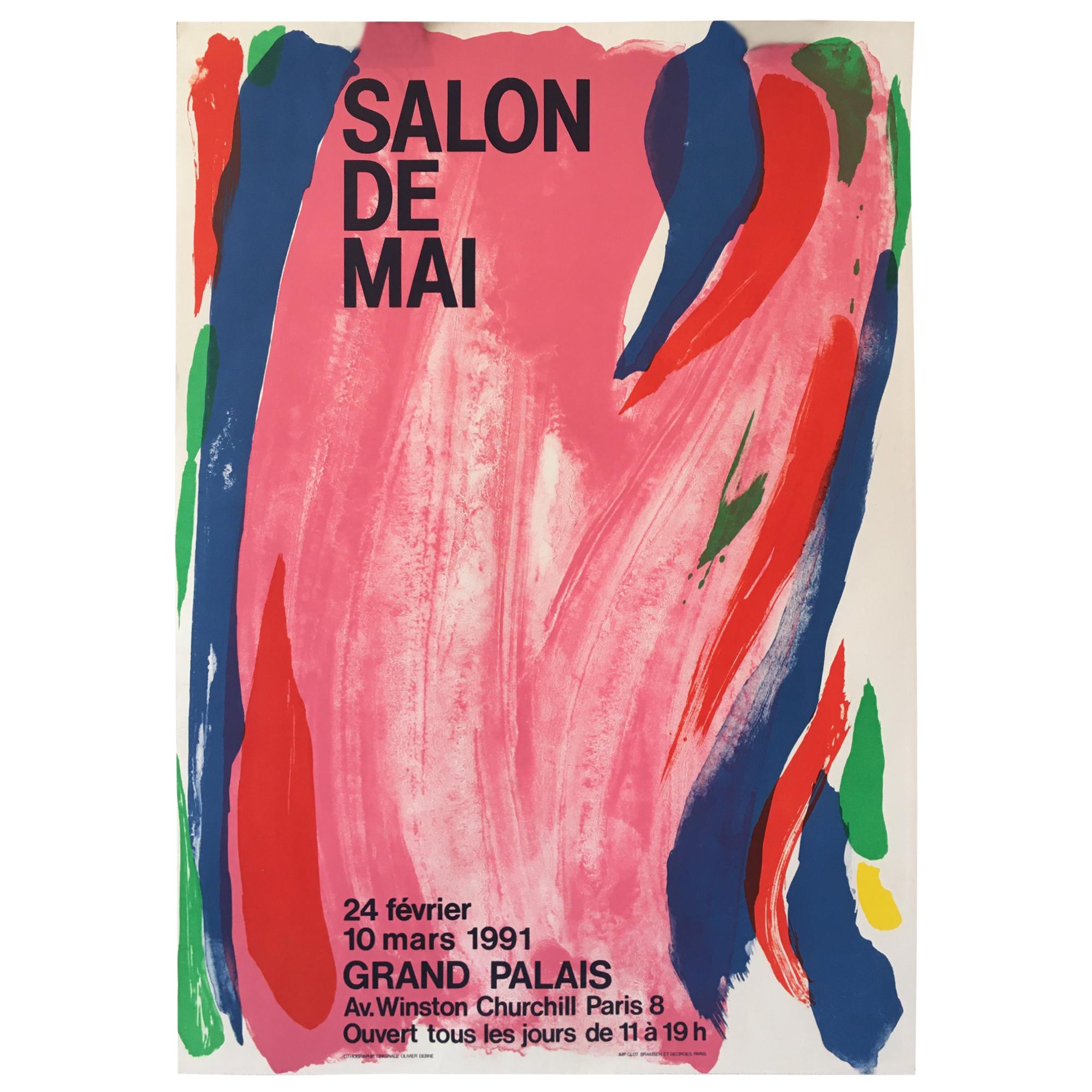 Original French Abstract Exhibition Poster, 'Salon De Mai' by Olivier Debré 1991