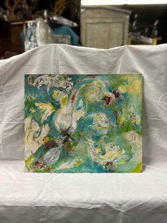 Original French Abstract Painting on Board