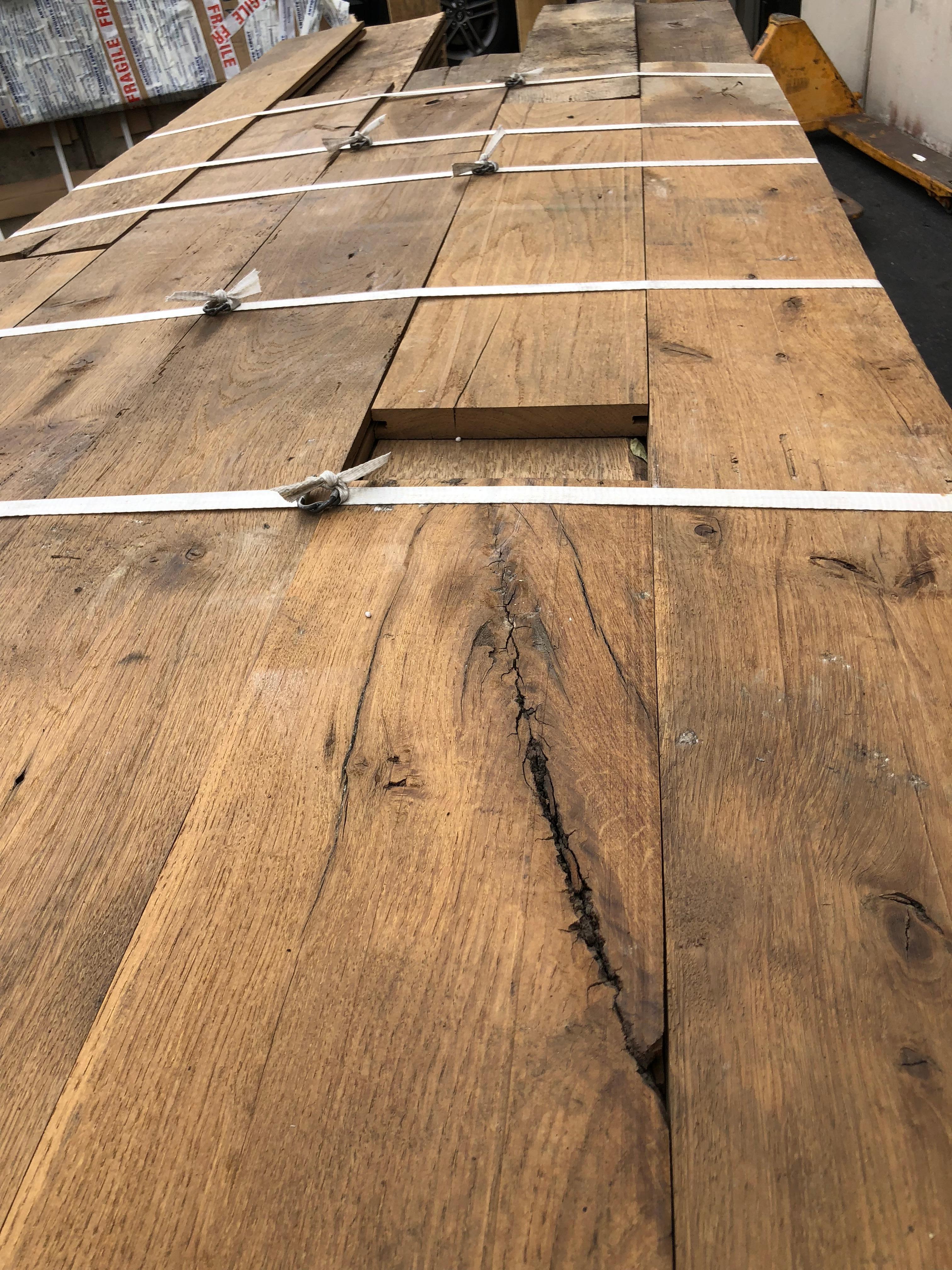 Only 3,500 square feet available right now. Price per square foot. Random dimensions.
Authentic and original French antique solid wood oak flooring, 18th century from France.
Available right now from our location in Los Angeles, California.
Ready