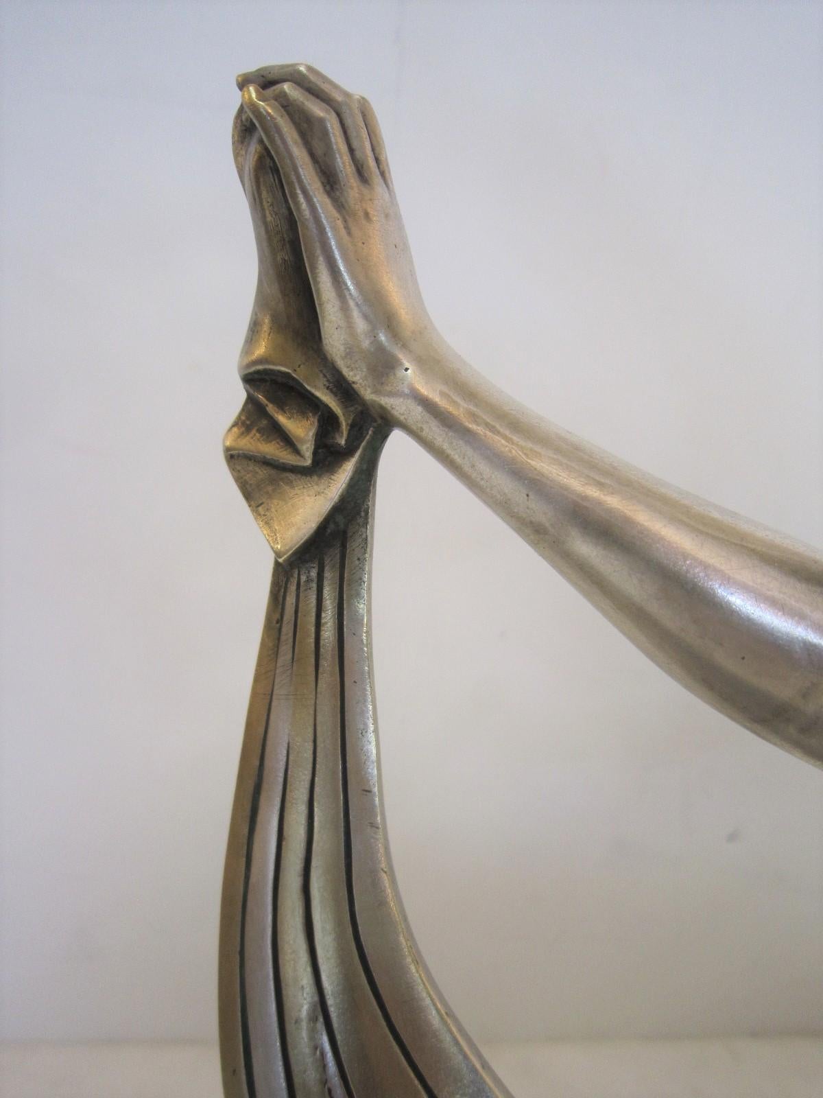 Danseuse française originale en bronze Art Déco sur socle marqueté:: signée J. Lormier 7