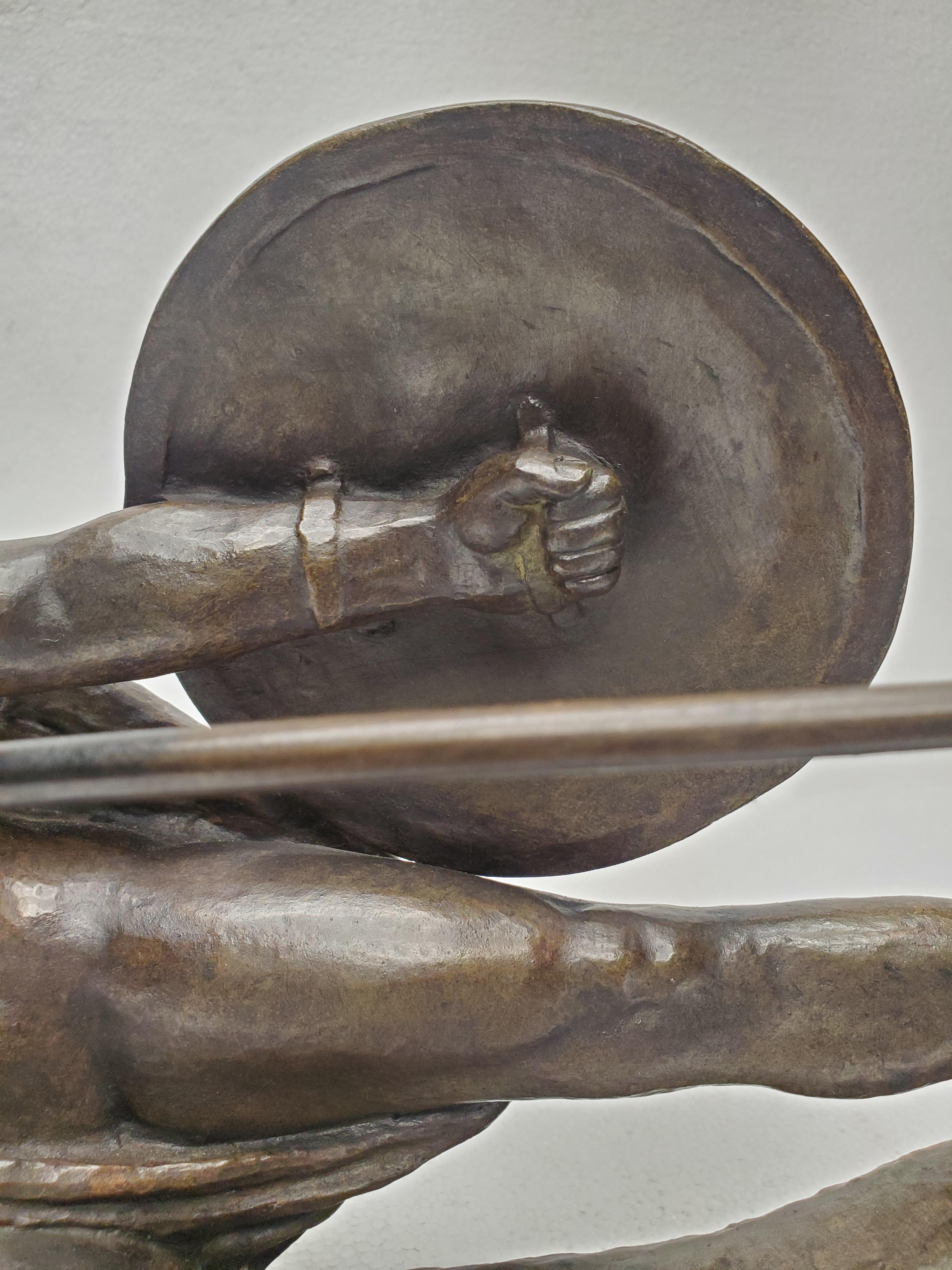 Original French Art Deco Bronze Figure of Female Warrior by Marcel Bouraine 4