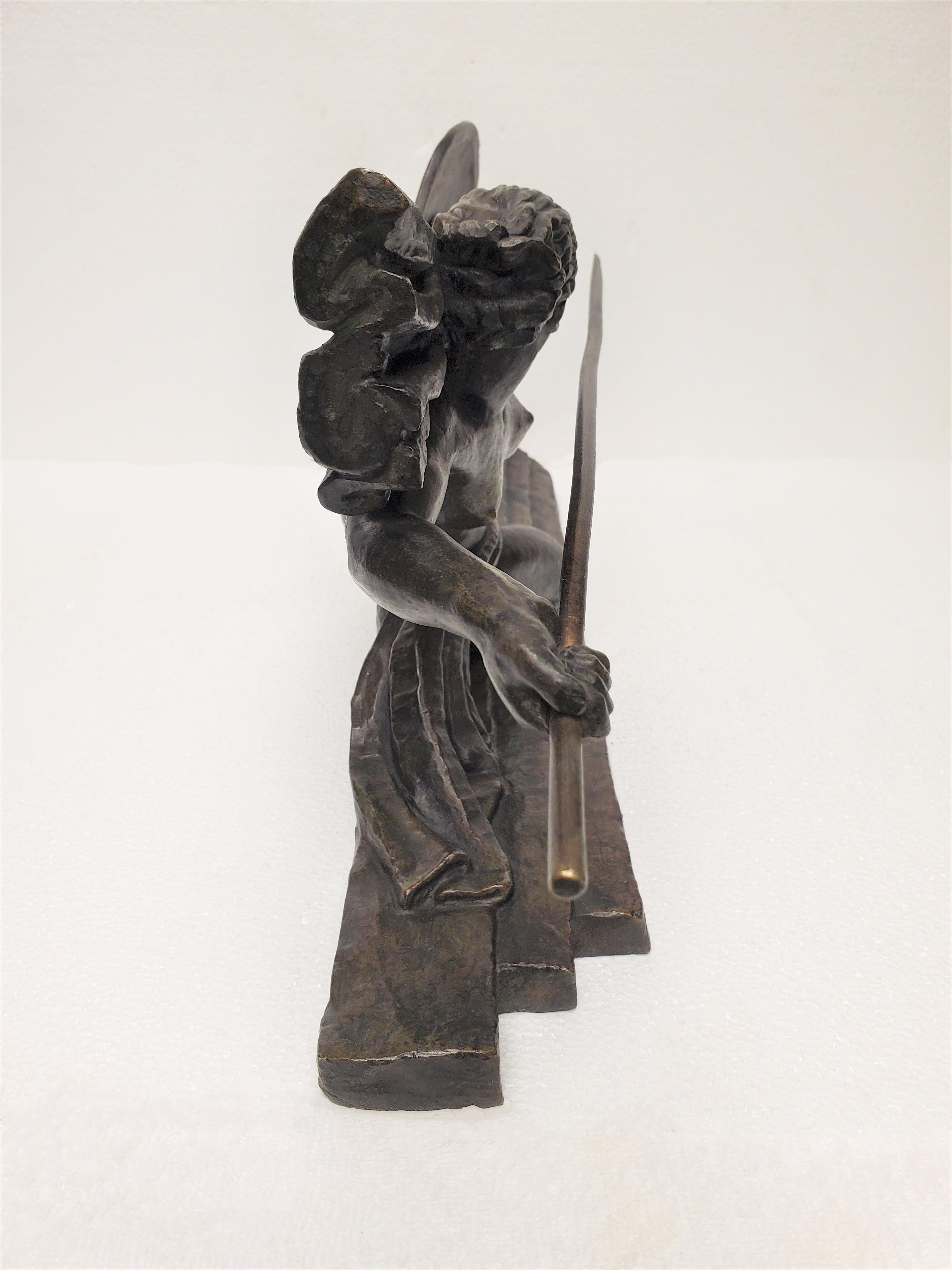 Original French Art Deco Bronze Figure of Female Warrior by Marcel Bouraine 5