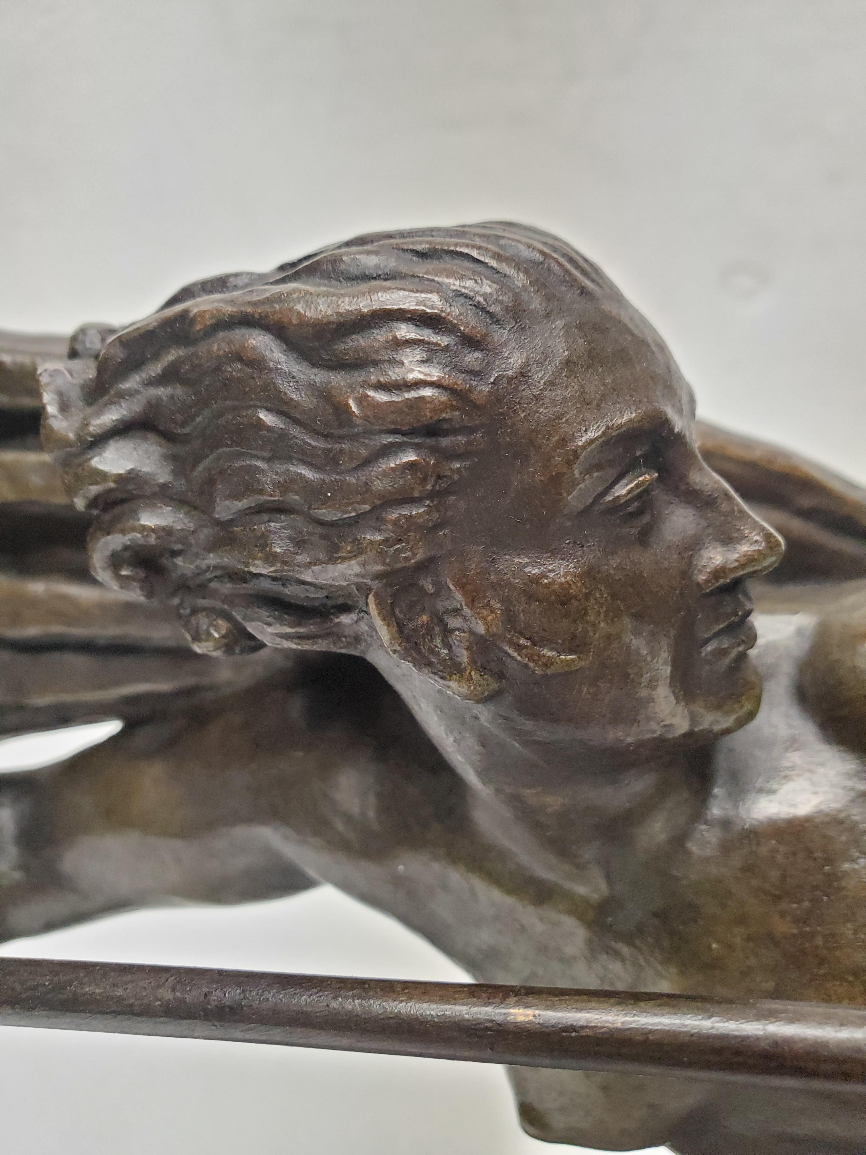 Original French Art Deco Bronze Figure of Female Warrior by Marcel Bouraine 3