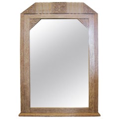 Original French Art Deco Cerused Oak Mirror