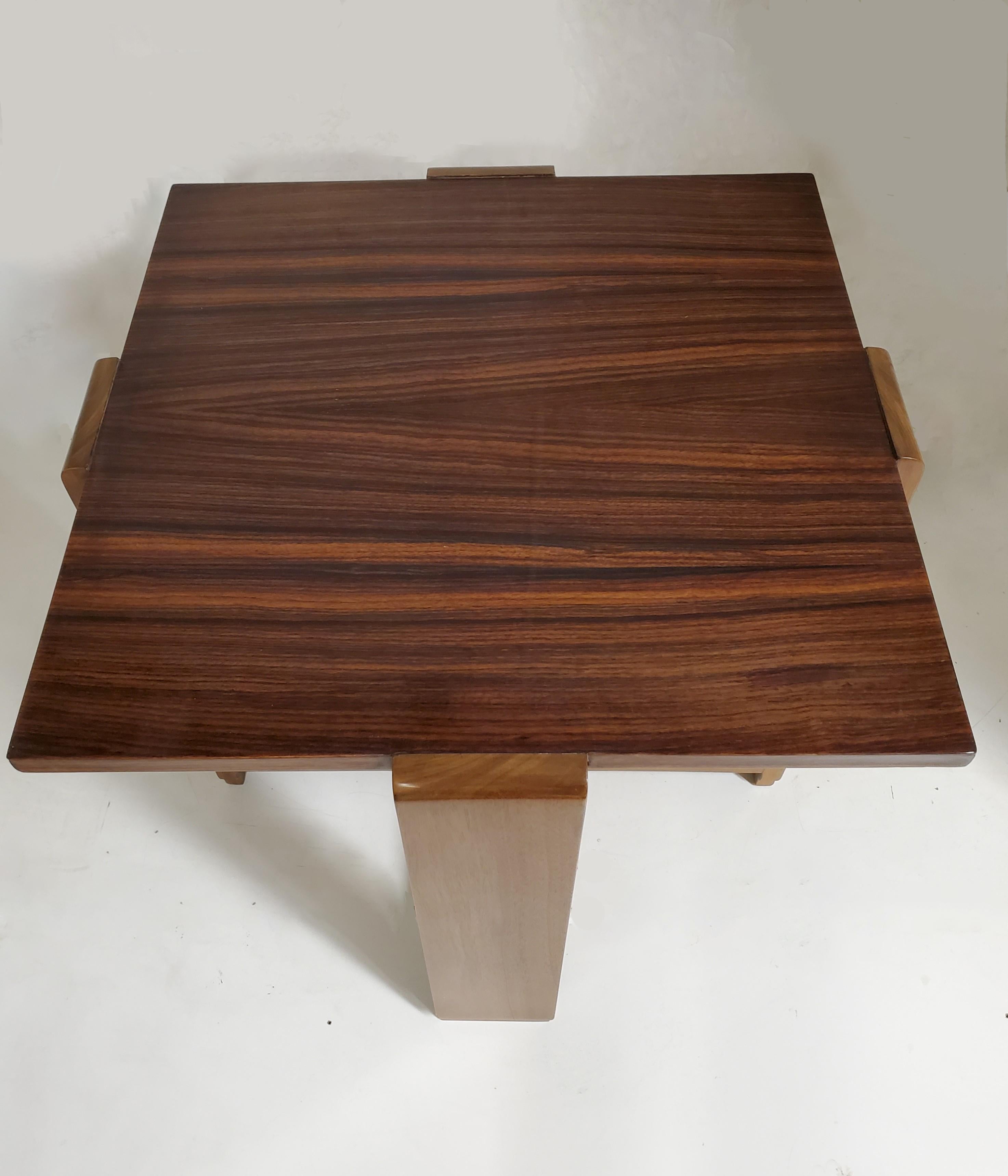 Original French Art Deco Macassar Ebony Square Table, Michel Roux-Spitz For Sale 5