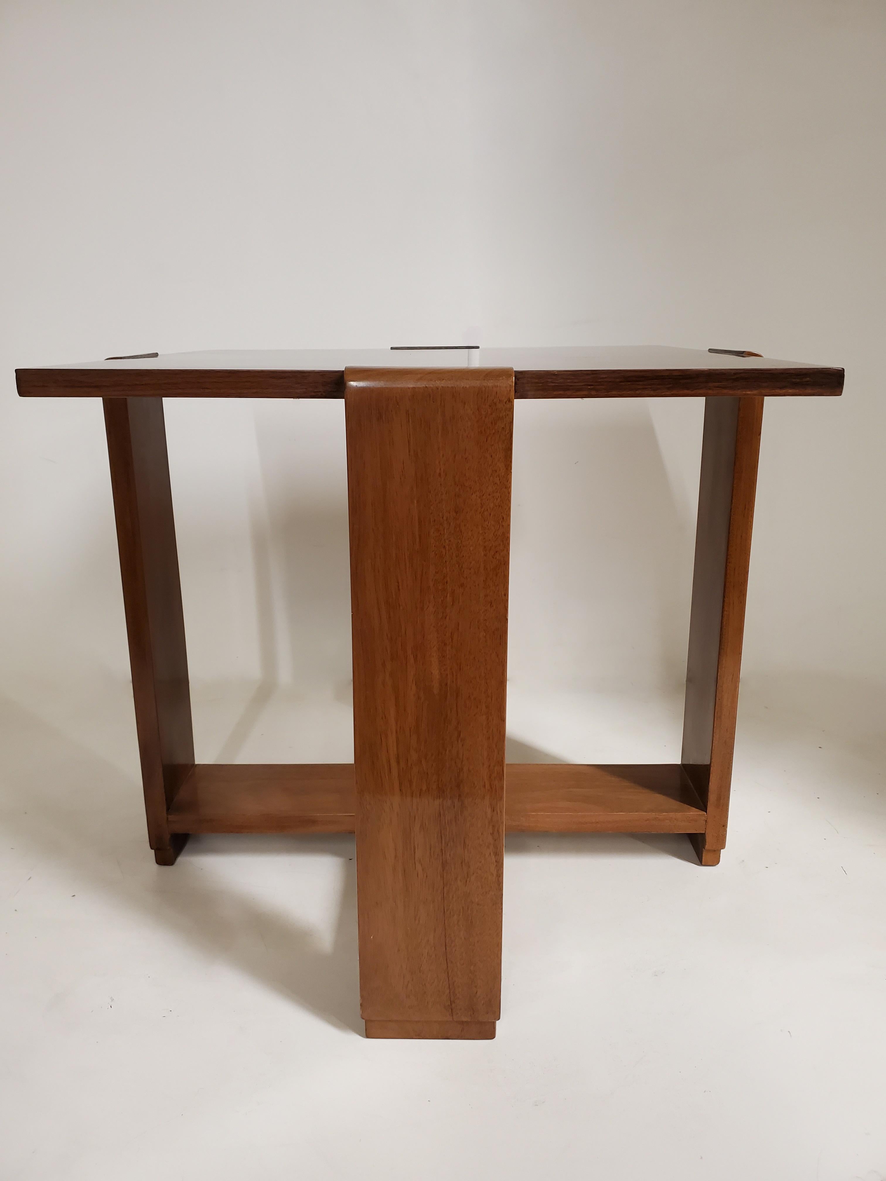 Original French Art Deco Macassar Ebony Square Table, Michel Roux-Spitz For Sale 13