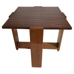 Tavolo quadrato in ebano Macassar Art Deco originale francese, Michel Roux-Spitz