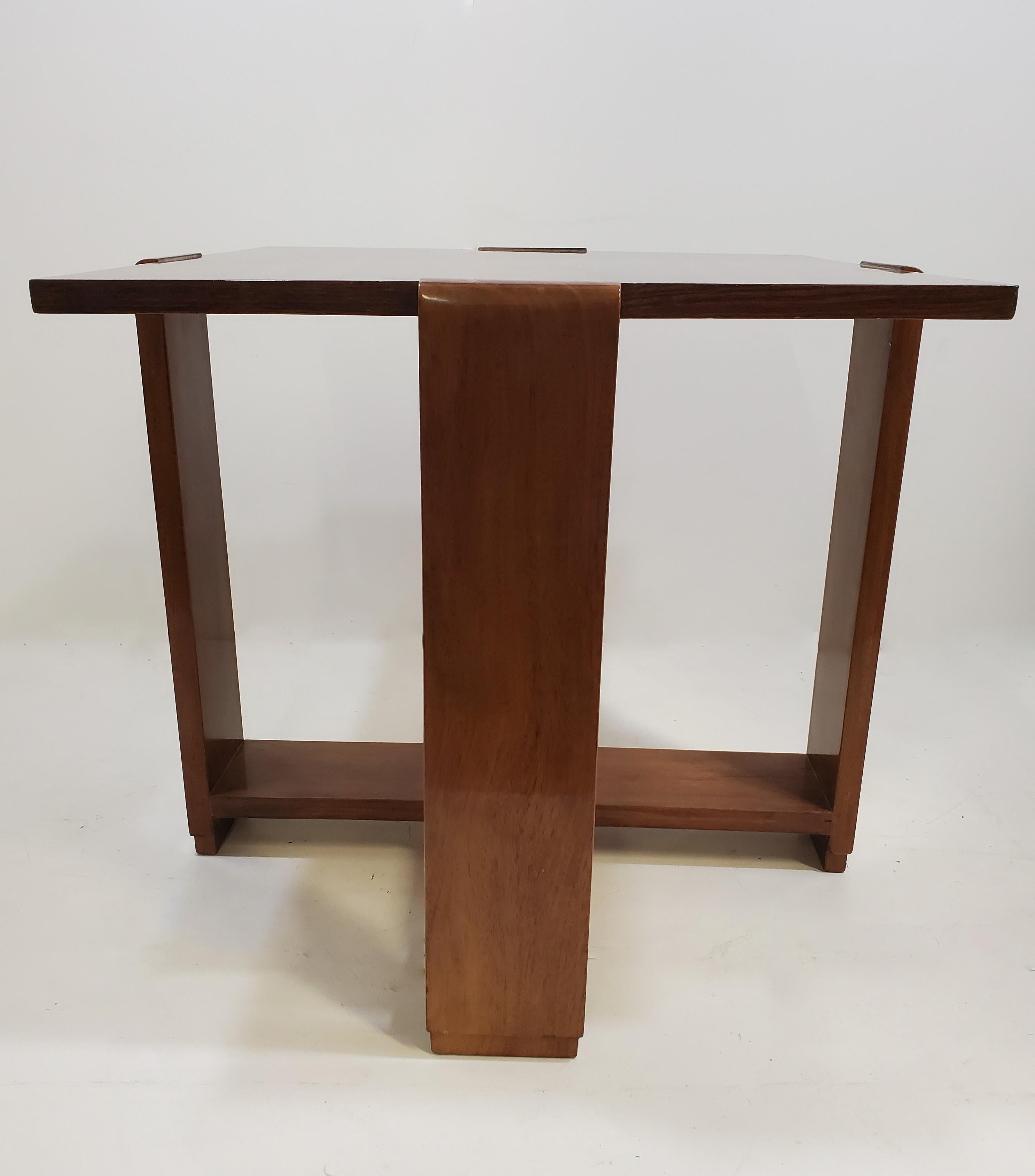 Original French Art Deco Macassar Ebony Square Table, Michel Roux-Spitz In Good Condition For Sale In New York City, NY