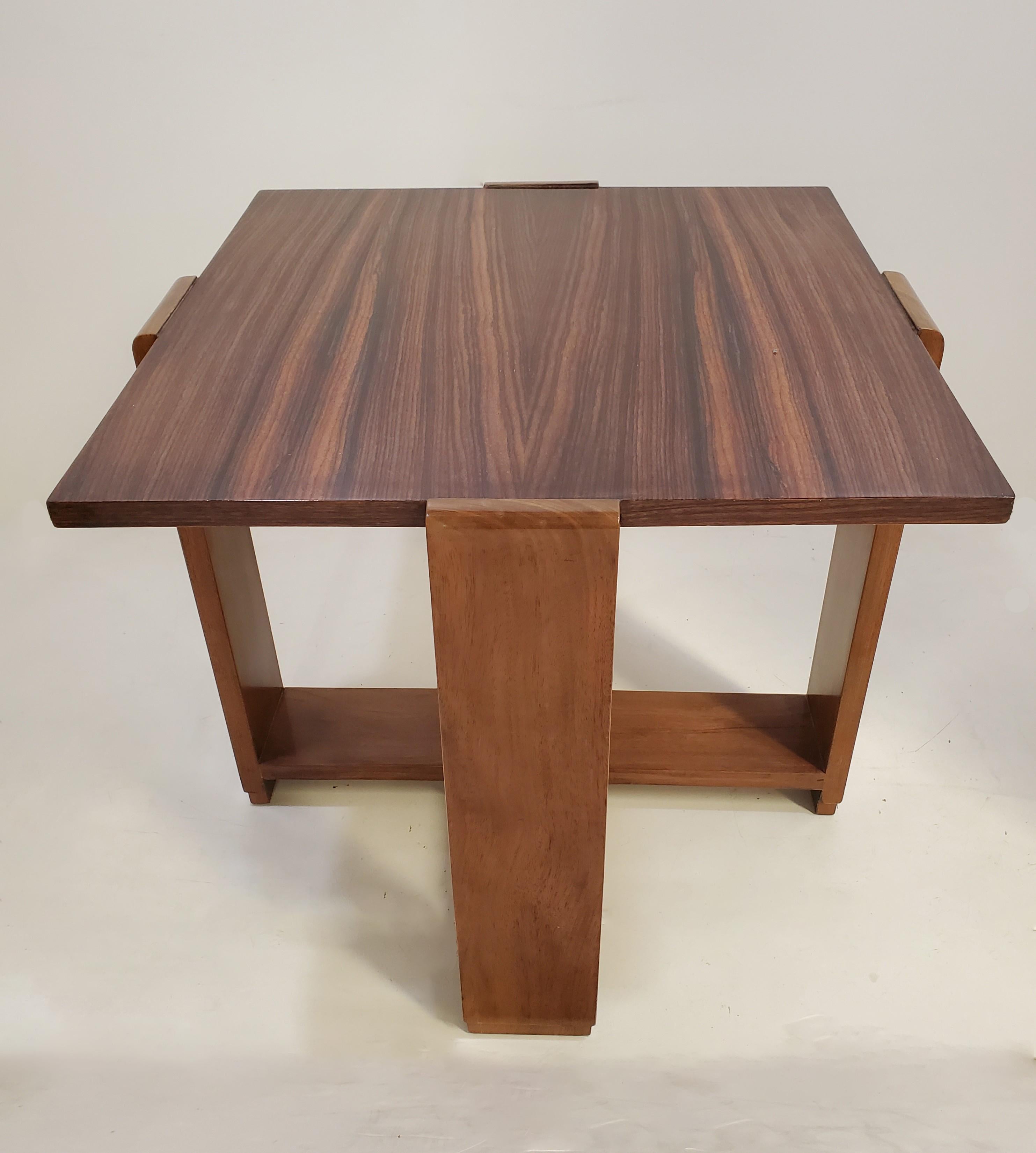 Original French Art Deco Macassar Ebony Square Table, Michel Roux-Spitz For Sale 2