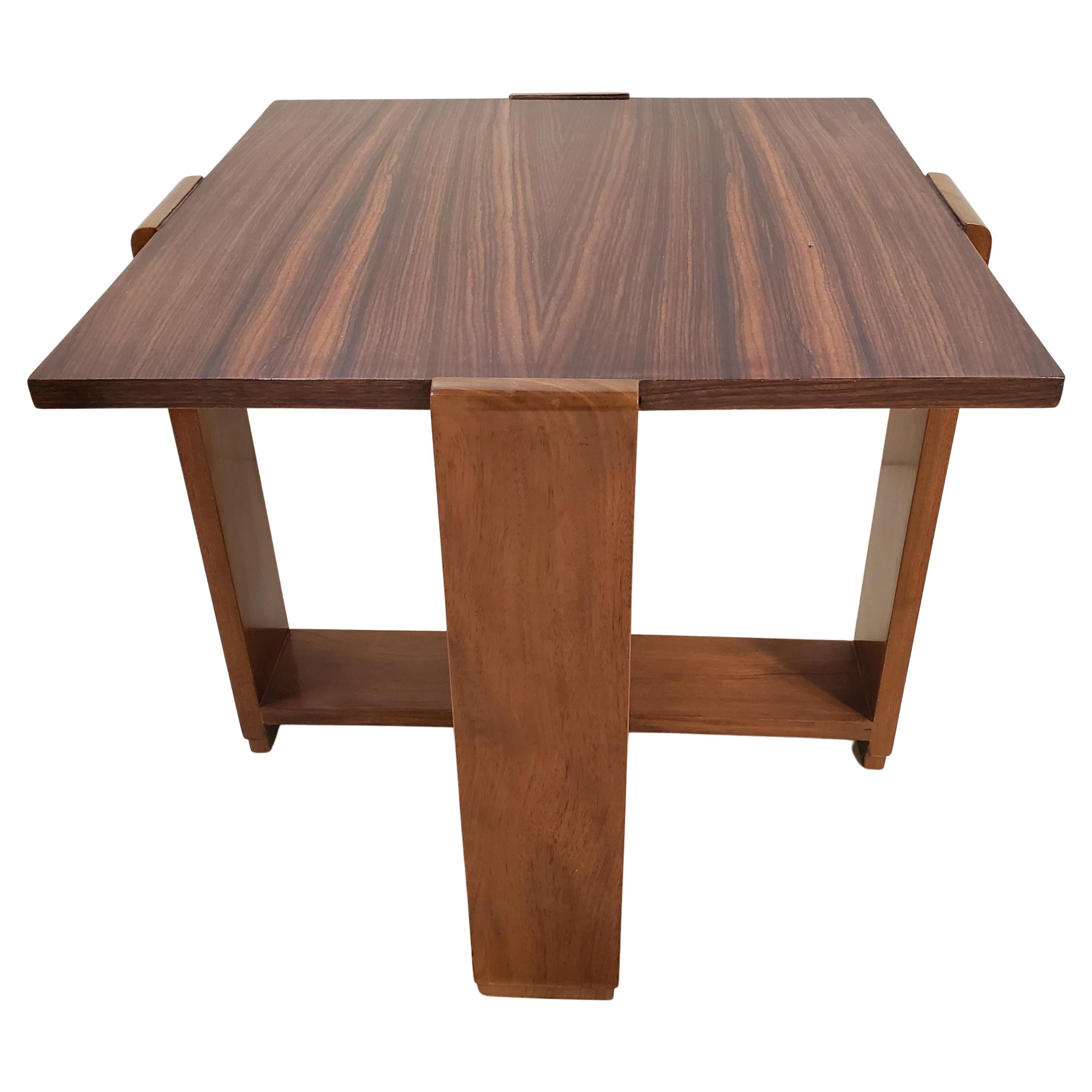 Original French Art Deco Macassar Ebony Square Table, Michel Roux-Spitz For Sale
