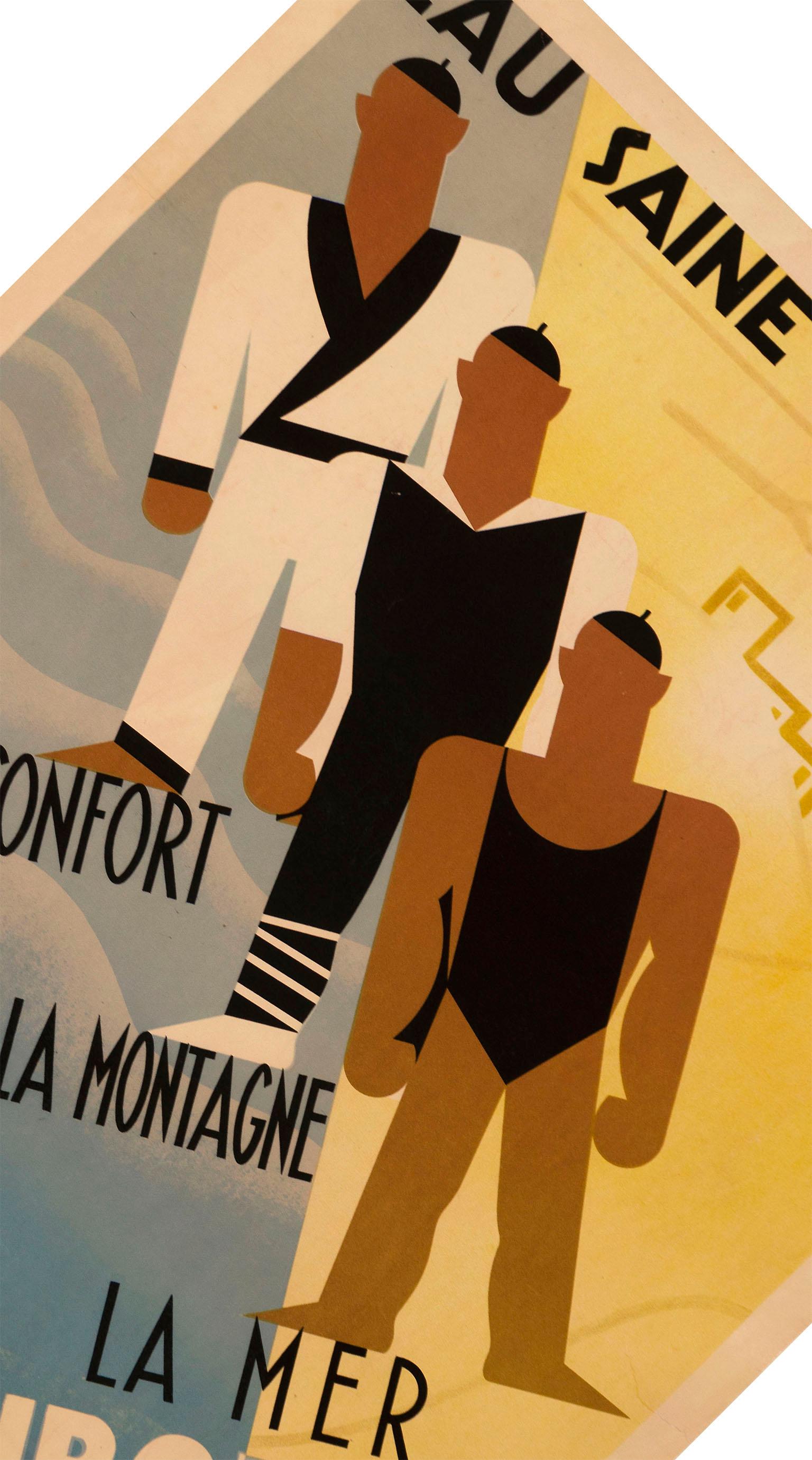 Paper Original French Art Deco Poster for Ciboure on the Cote Basque by Bernard For Sale
