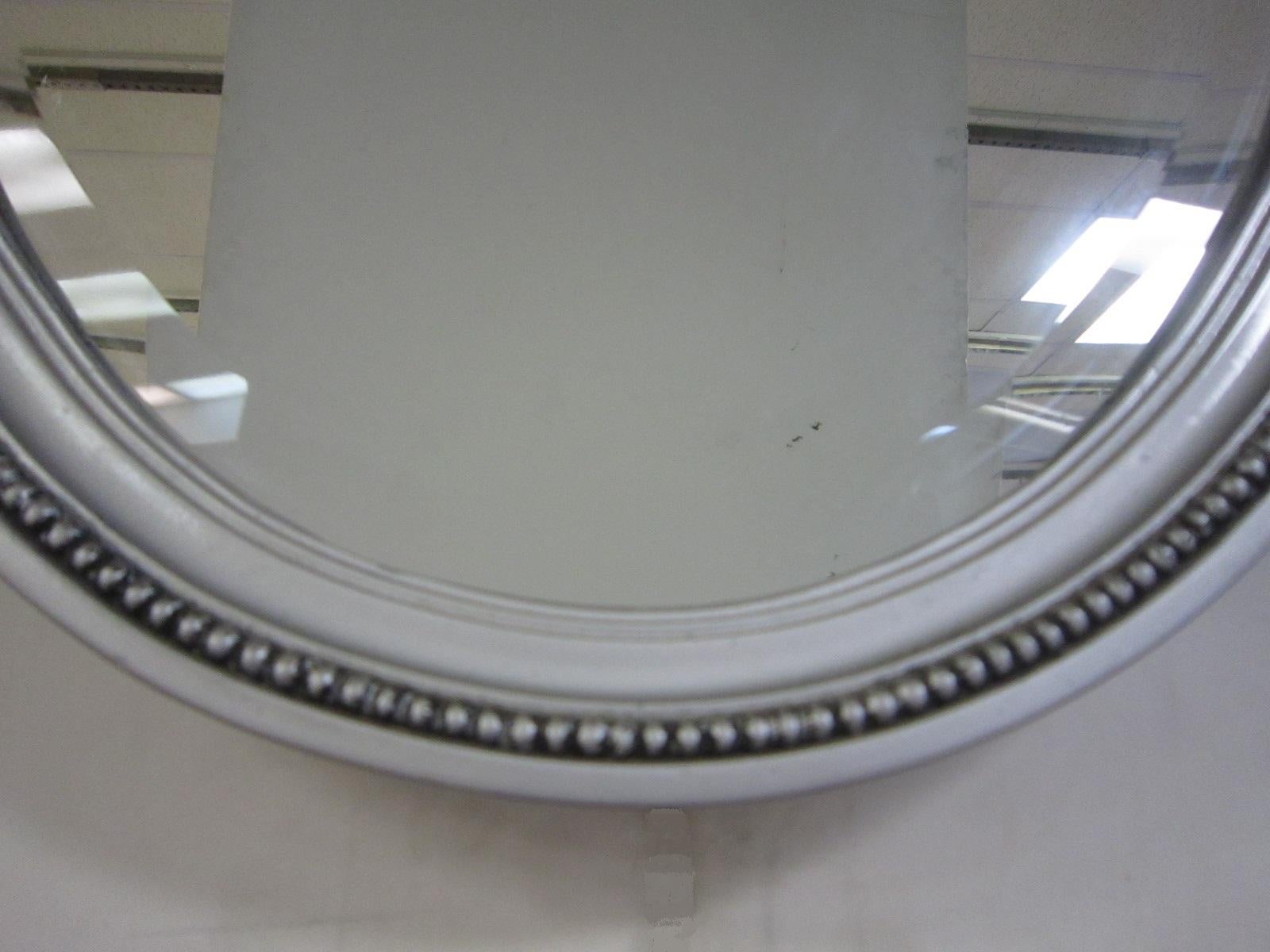 Original French Art Deco Silvered Wood, Beveled Oval Mirror with Tassel Sides For Sale 4