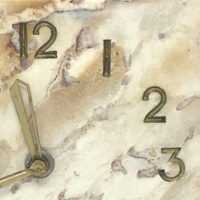 Original French Art Deco Table Clock in Marble, 1930s In Excellent Condition In Milan, IT