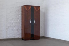 Original French Art Deco Wardrobe – Geometric Veneer, ca. 1930