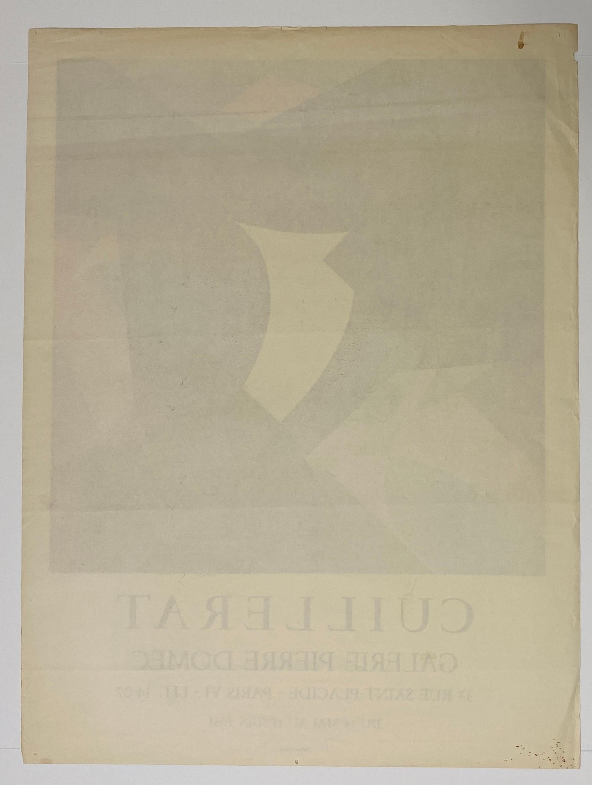 Mid-Century moderno Poster originale di una mostra di arte astratta francese per la galleria parigina Pierre Domec in vendita