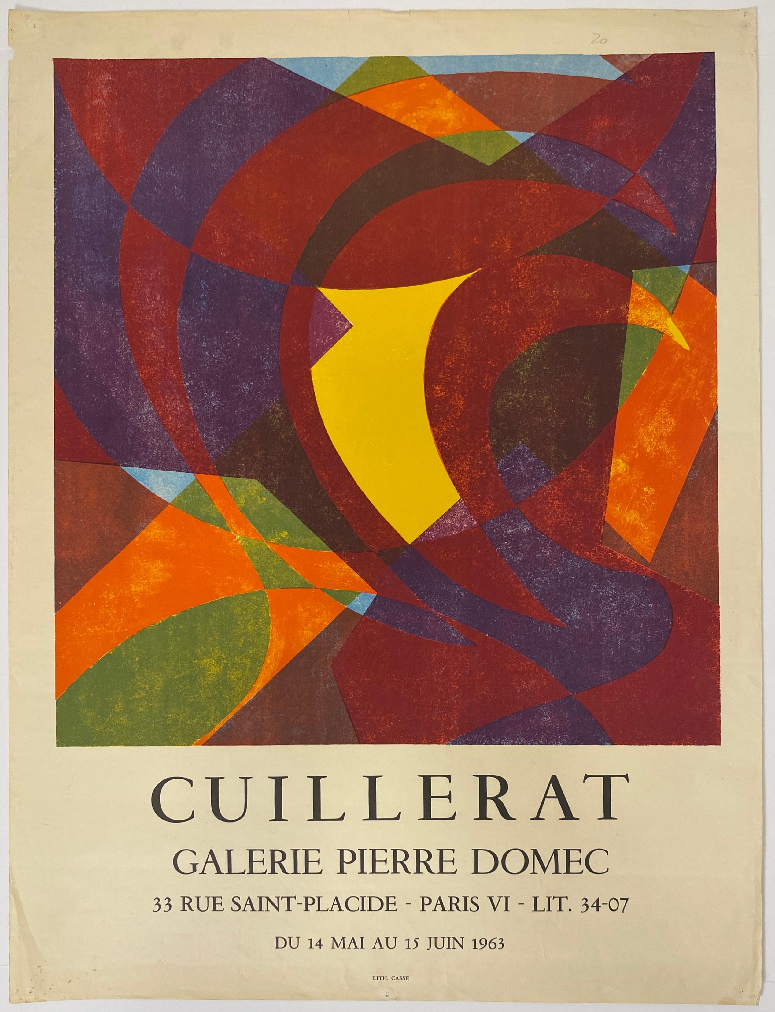 XX secolo Poster originale di una mostra di arte astratta francese per la galleria parigina Pierre Domec in vendita