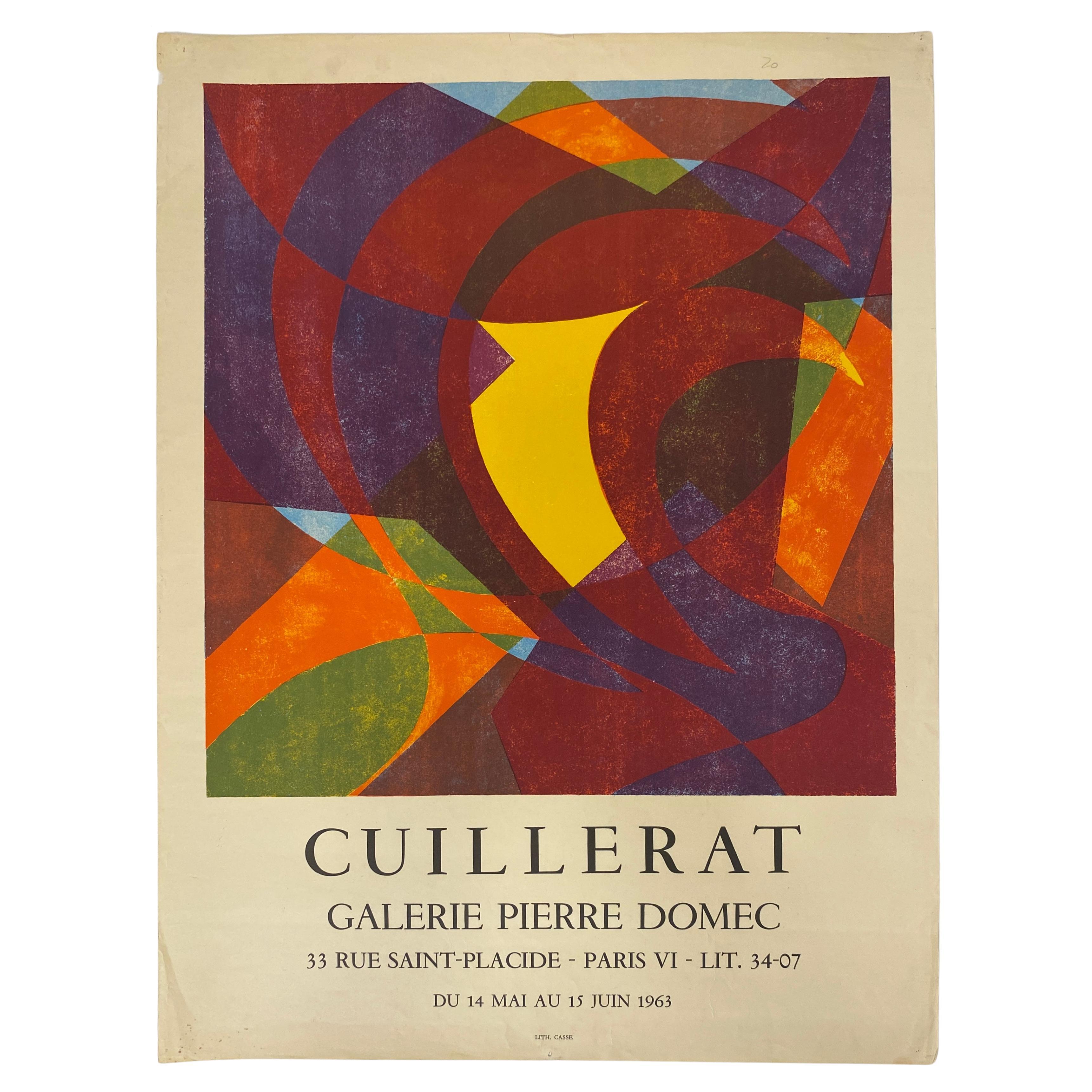 Poster originale di una mostra di arte astratta francese per la galleria parigina Pierre Domec in vendita