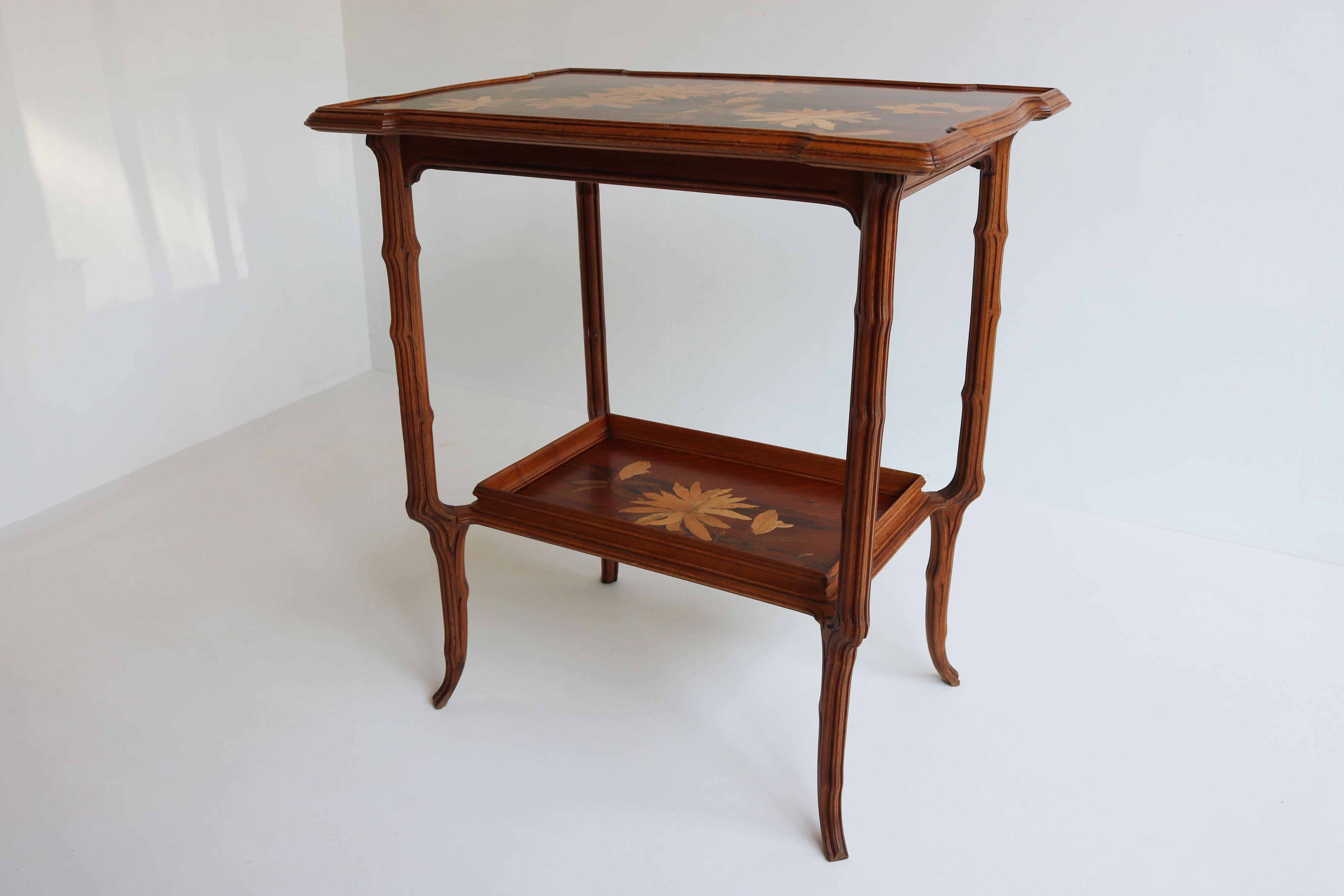 Original French Art Nouveau Marquetry Table ''Japonisme'' by Emile Galle 1900 For Sale 4