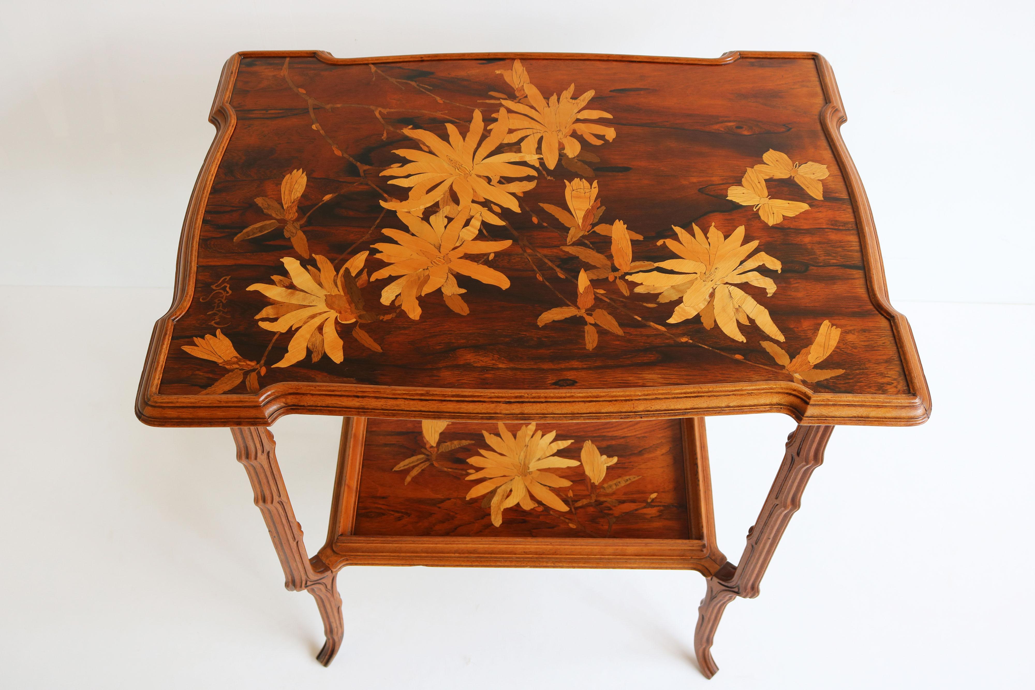 Original French Art Nouveau Marquetry Table ''Japonisme'' by Emile Galle 1900 For Sale 5