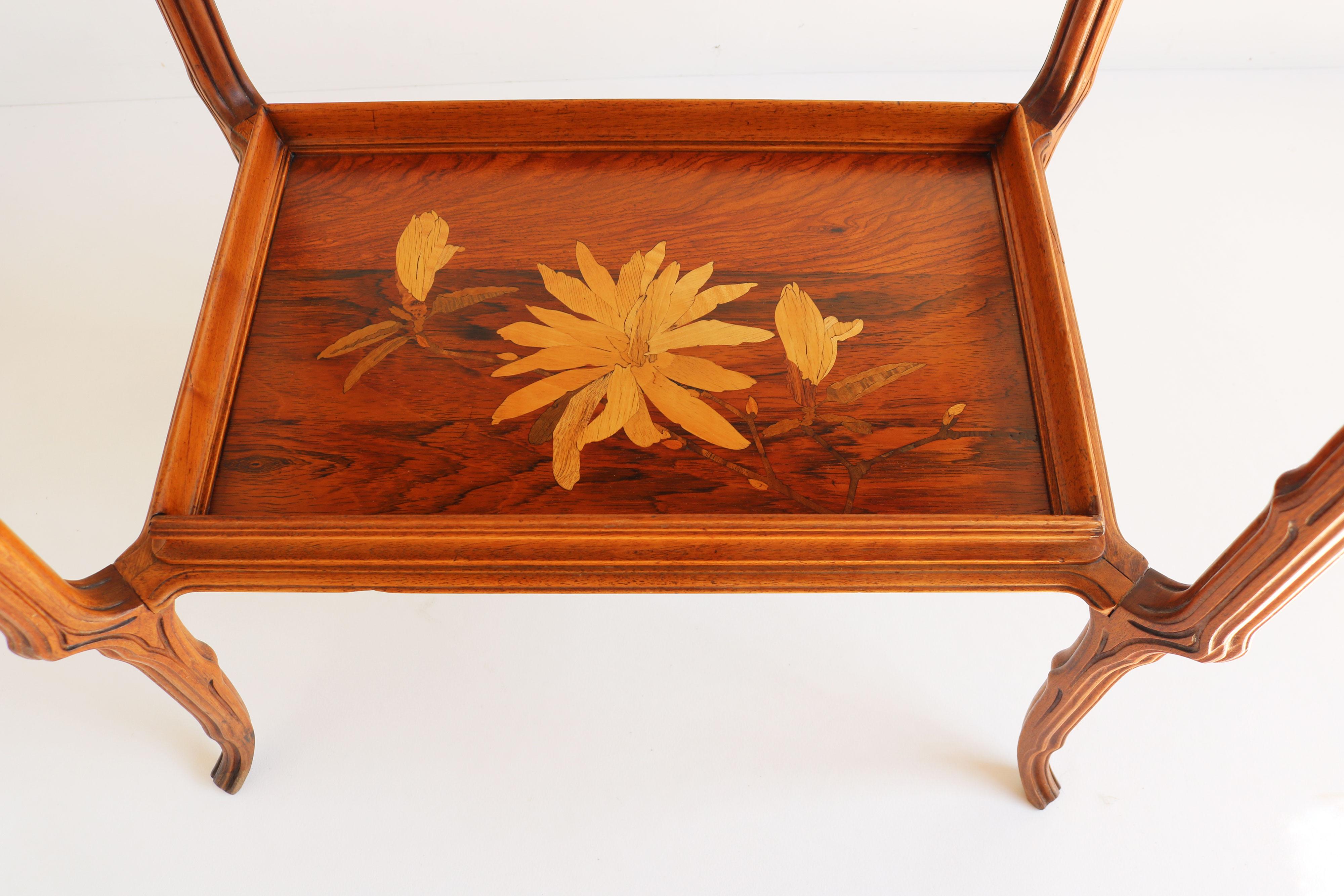 Early 20th Century Original French Art Nouveau Marquetry Table ''Japonisme'' by Emile Galle 1900 For Sale